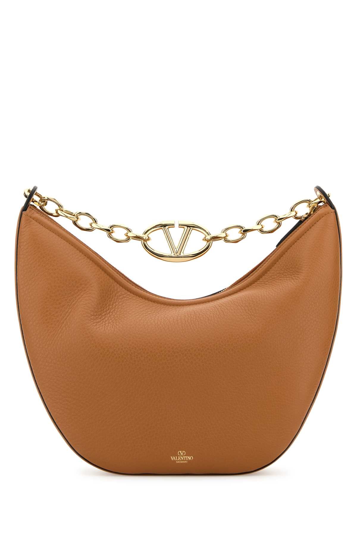 Valentino Garavani Women Camel Leather Medium Hobo Vlogo Moon Handbag DestGlow