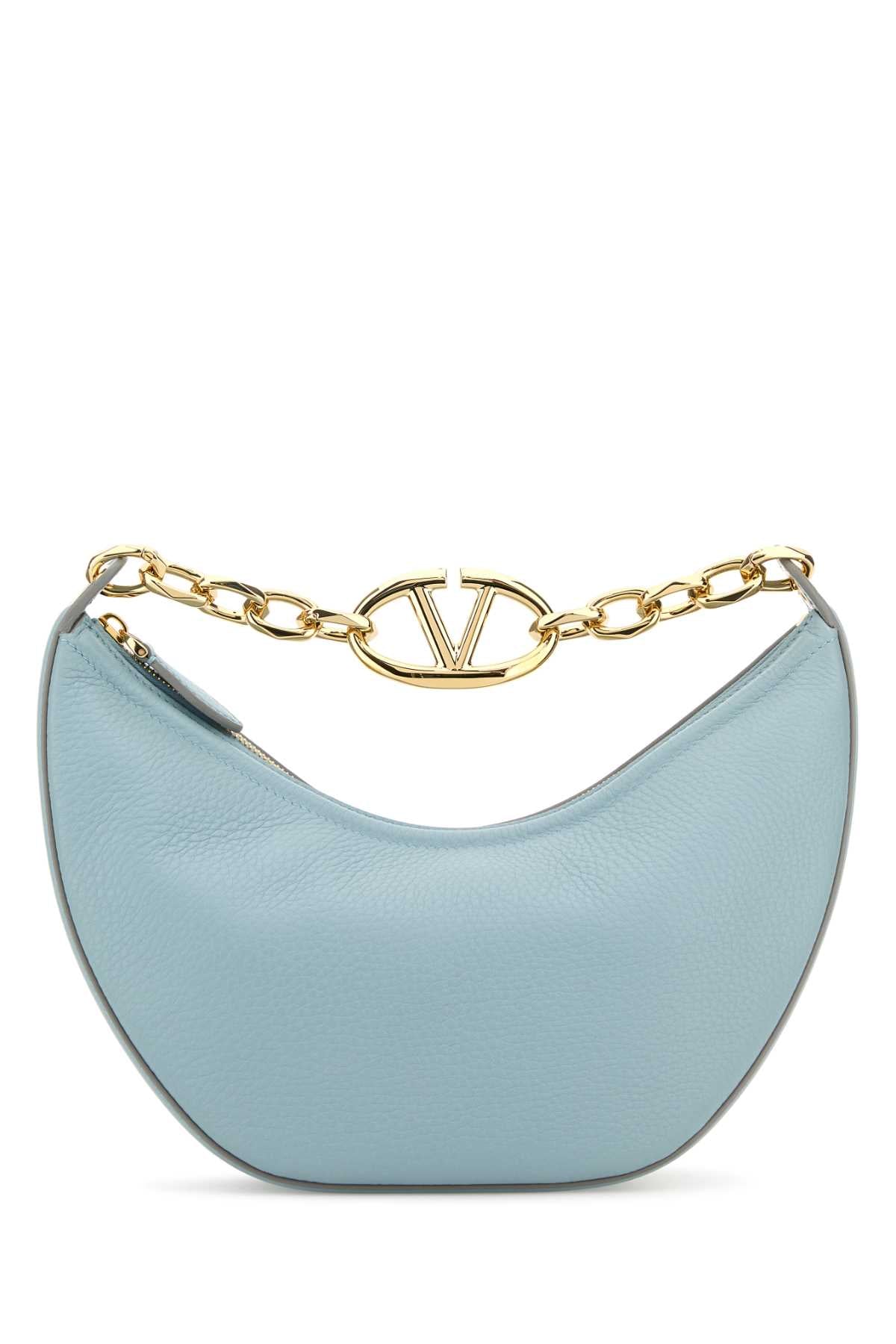 Valentino Garavani Women Light Blue Leather Small Hobo Vlogo Moon Handbag DestGlow