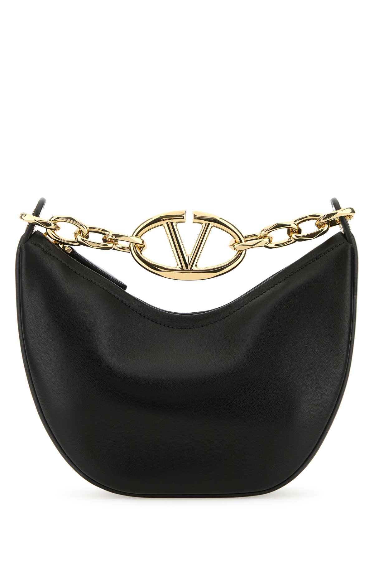 Valentino Garavani Women Black Leather Small Hobo Vlogo Moon Handbag DestGlow