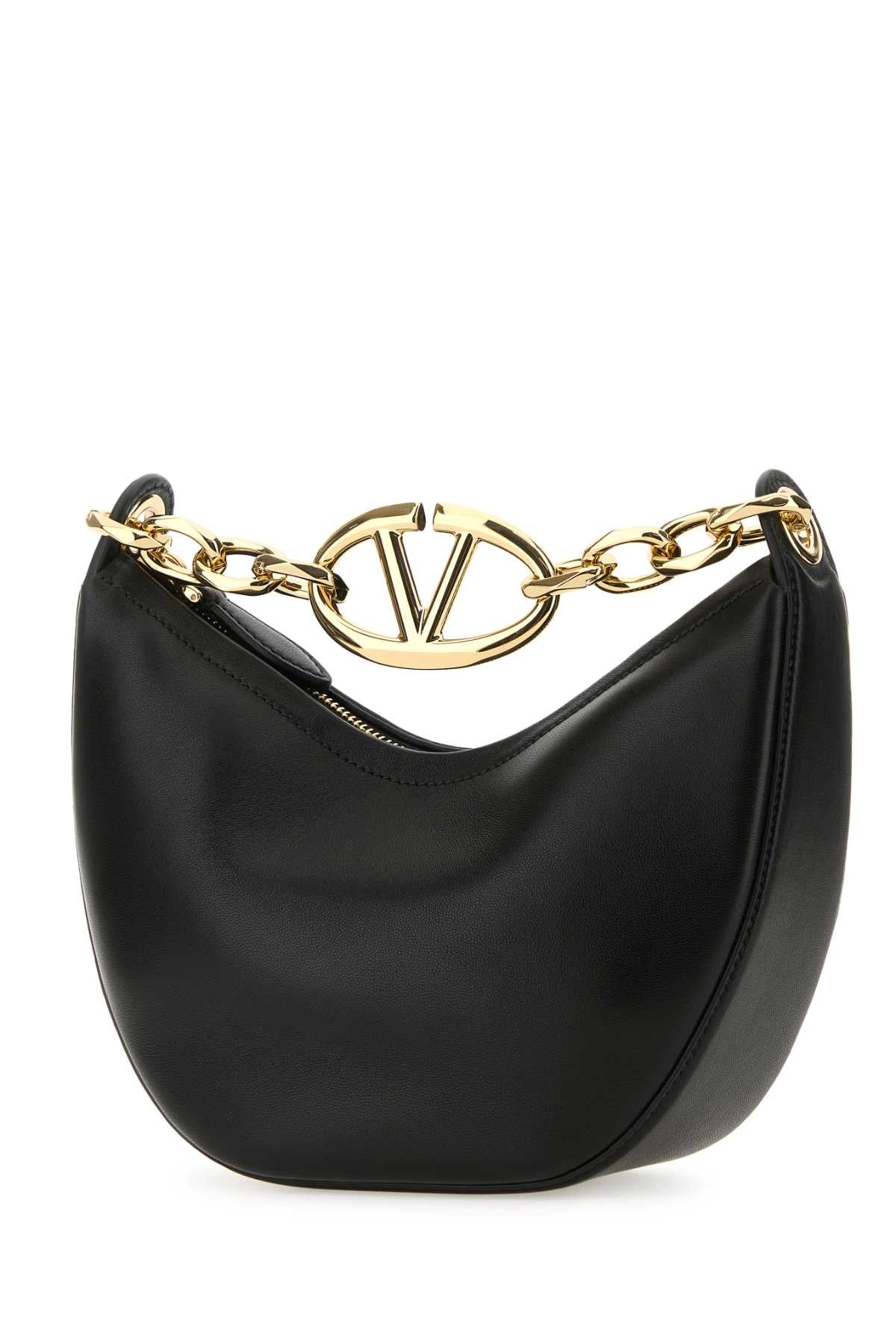 Valentino Garavani Women Black Leather Small Hobo Vlogo Moon Handbag