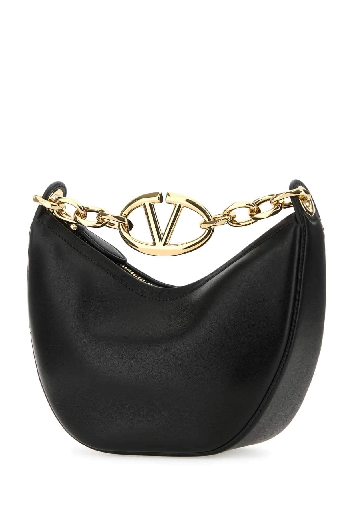 Valentino Garavani Women Black Leather Small Hobo Vlogo Moon Handbag DestGlow