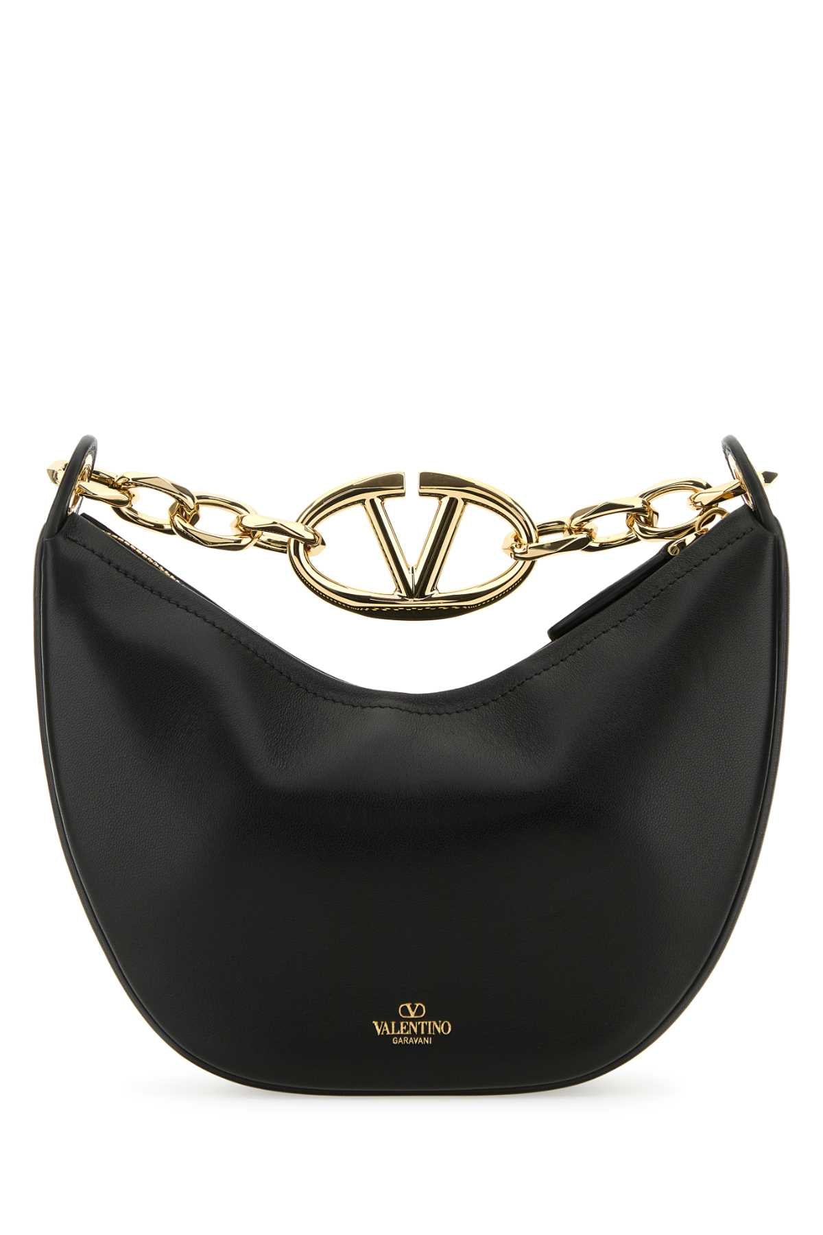 Valentino Garavani Women Black Leather Small Hobo Vlogo Moon Handbag