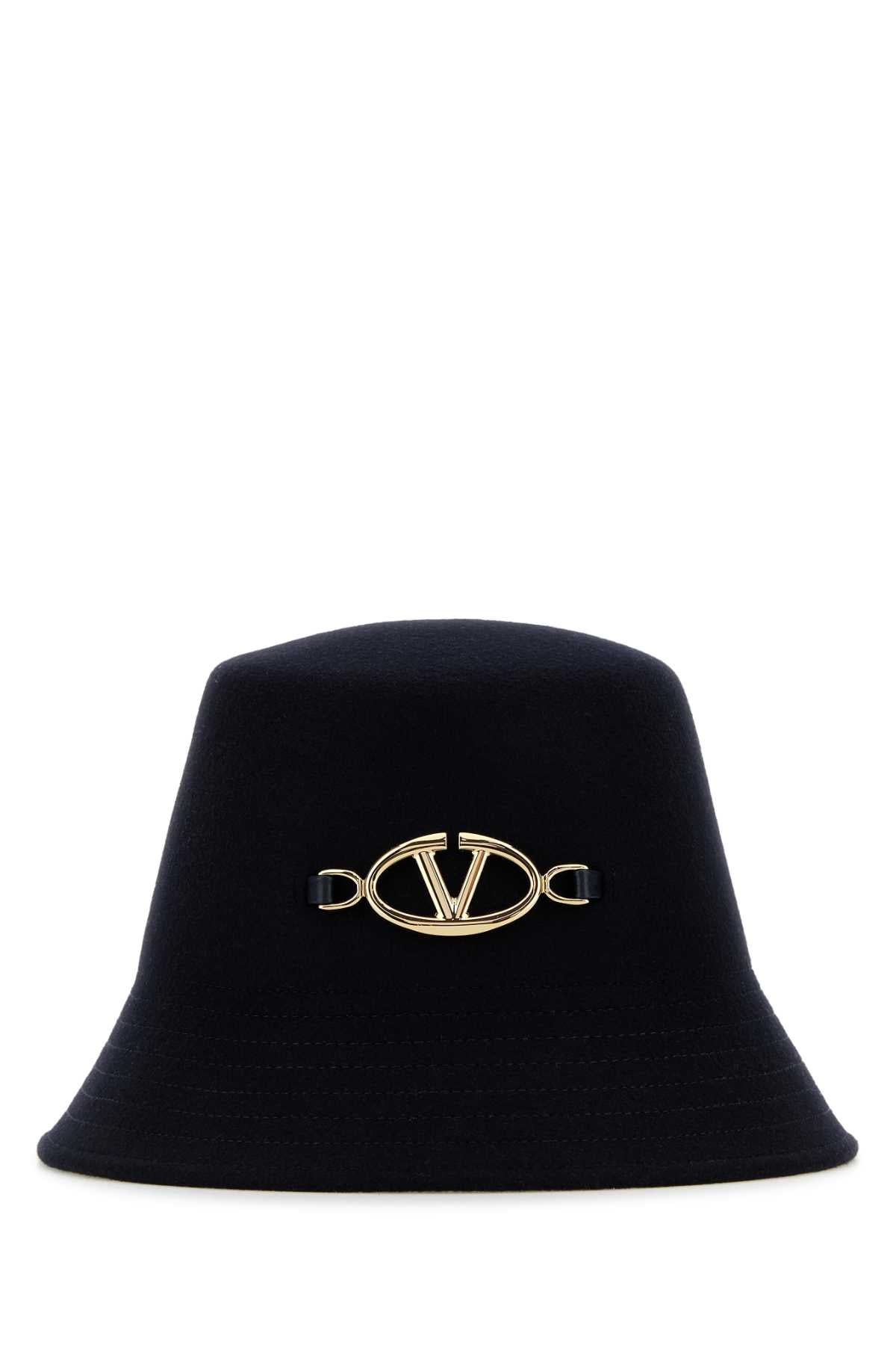 Valentino Garavani Women Midnight Blue Felt Bucket Hat DestGlow