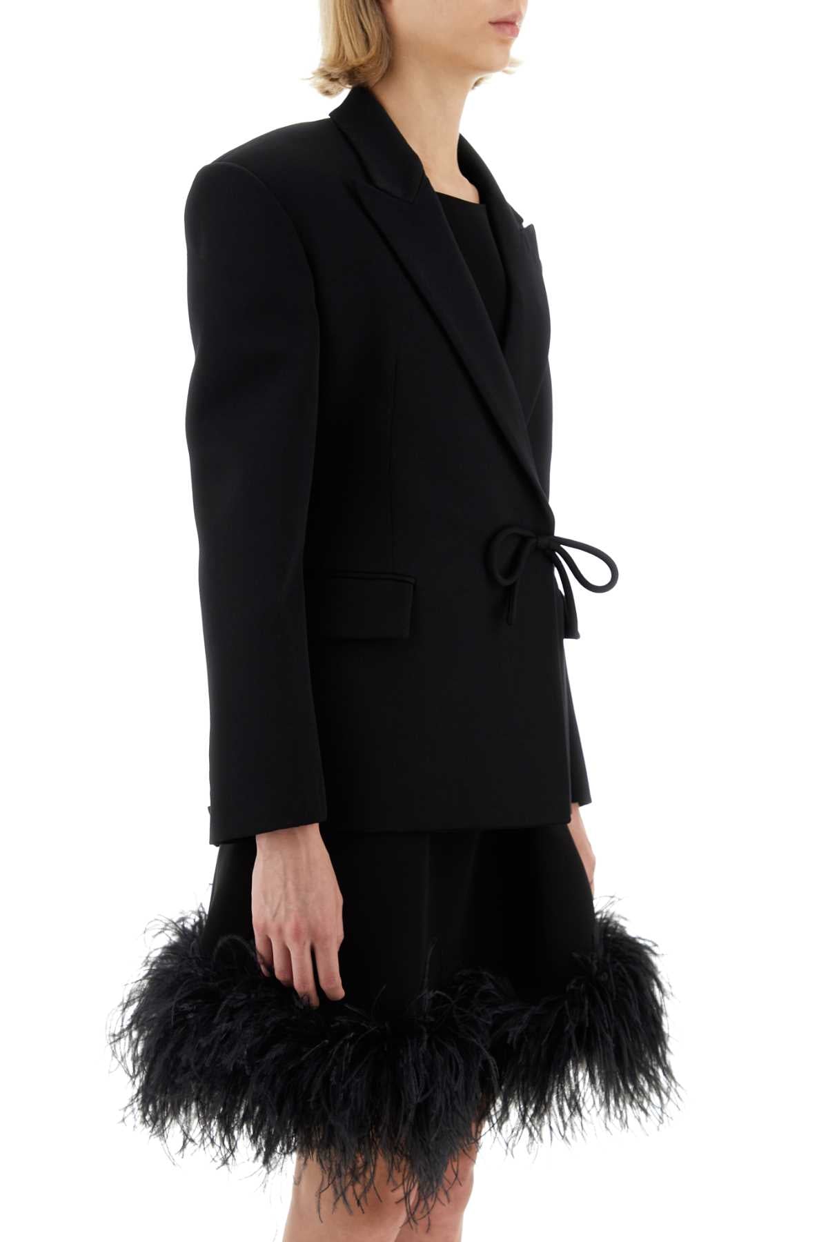 Valentino Garavani Women Black Wool Blazer by Luosophy