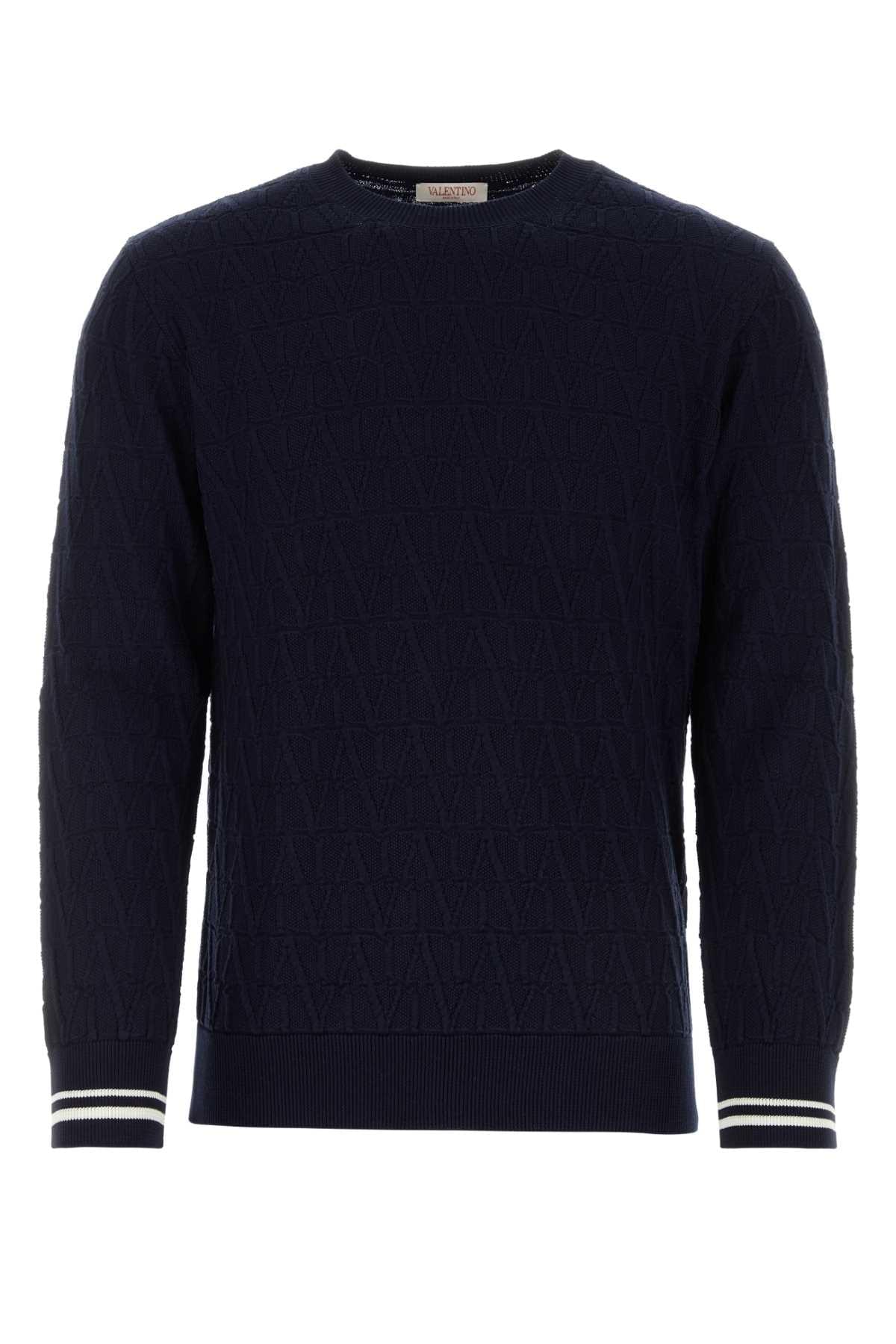 Valentino Garavani Men Dark Blue Cotton Sweater DestGlow