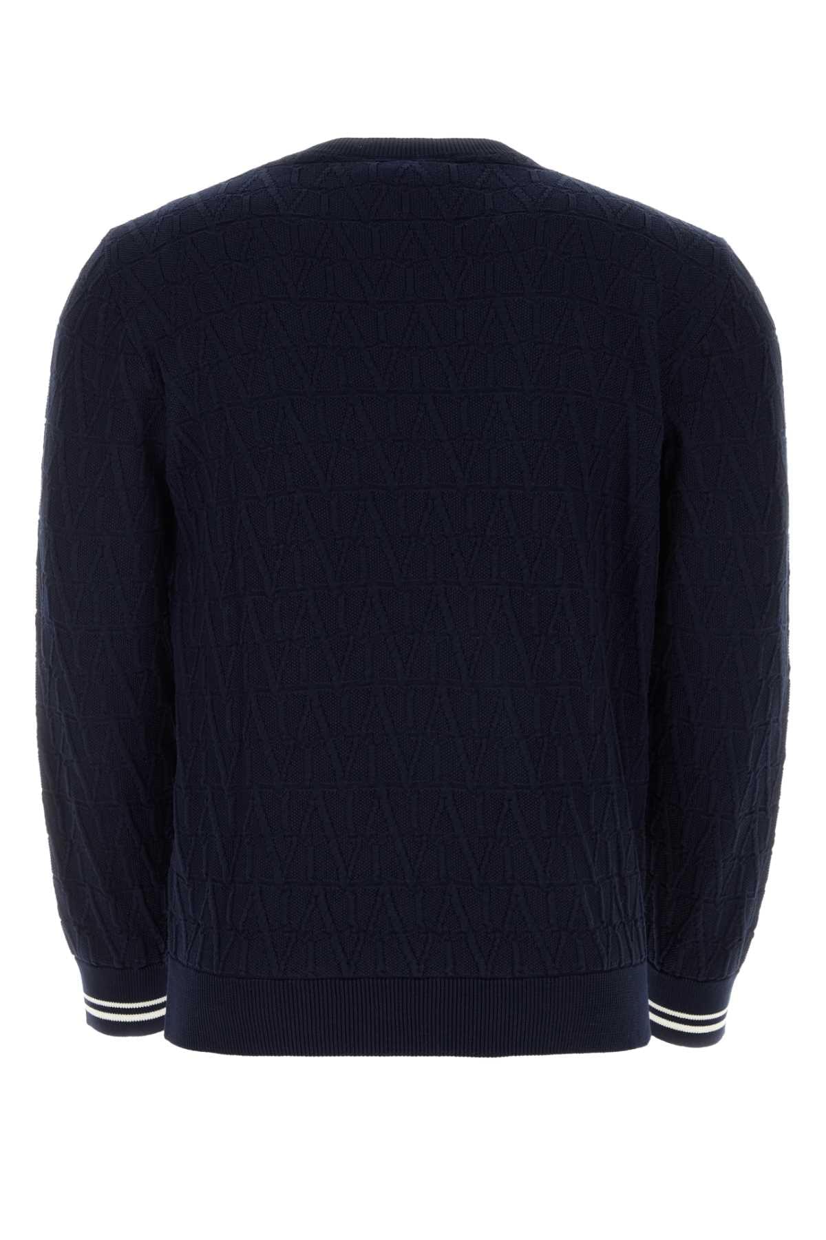 Valentino Garavani Men Dark Blue Cotton Sweater DestGlow