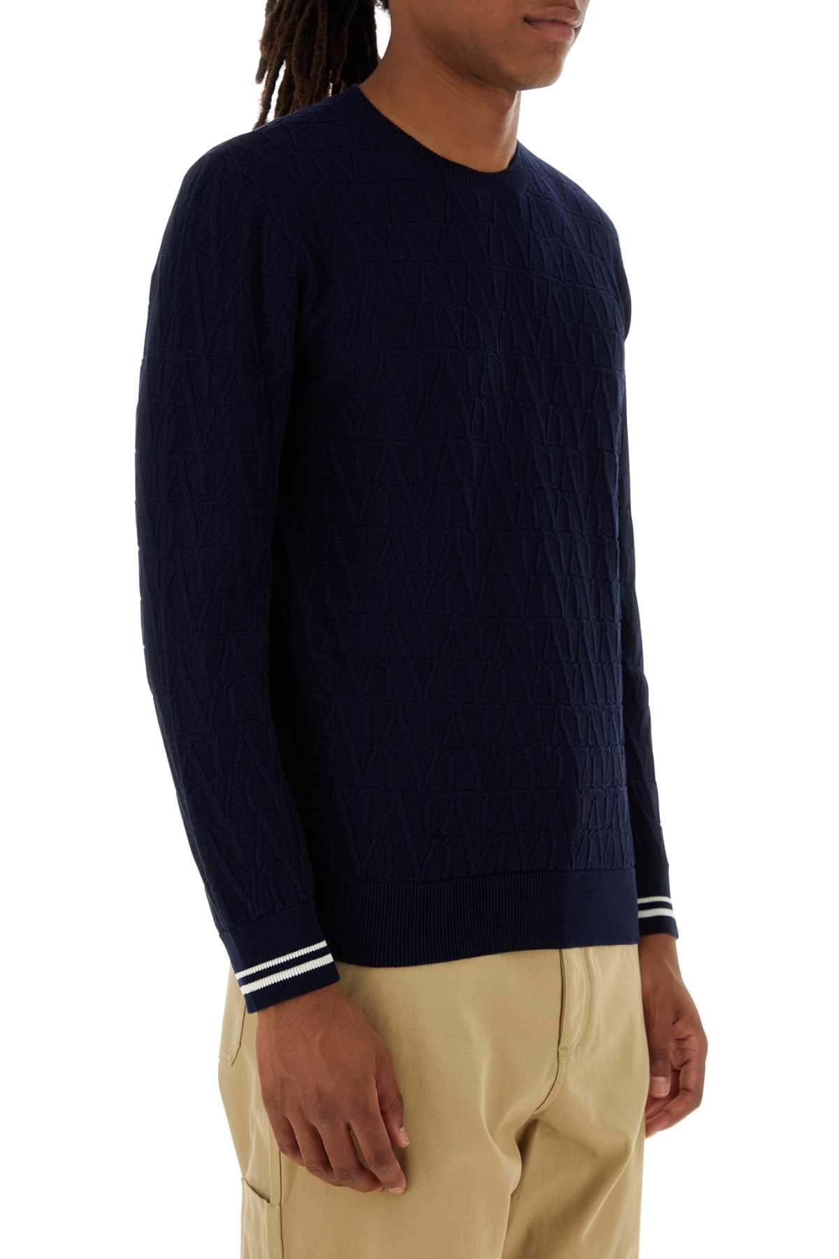 Valentino Garavani Men Dark Blue Cotton Sweater DestGlow