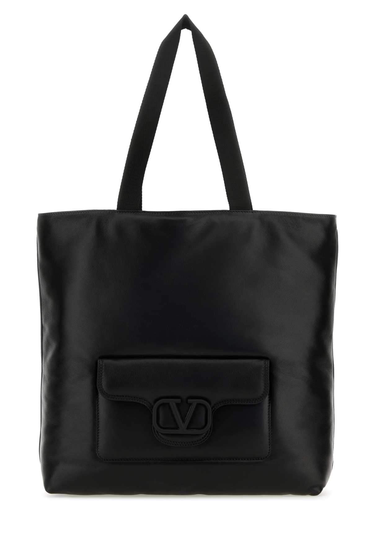 Valentino Garavani Men Black Nappa Leather Valentino Garavani Noir Shopping Bag DestGlow