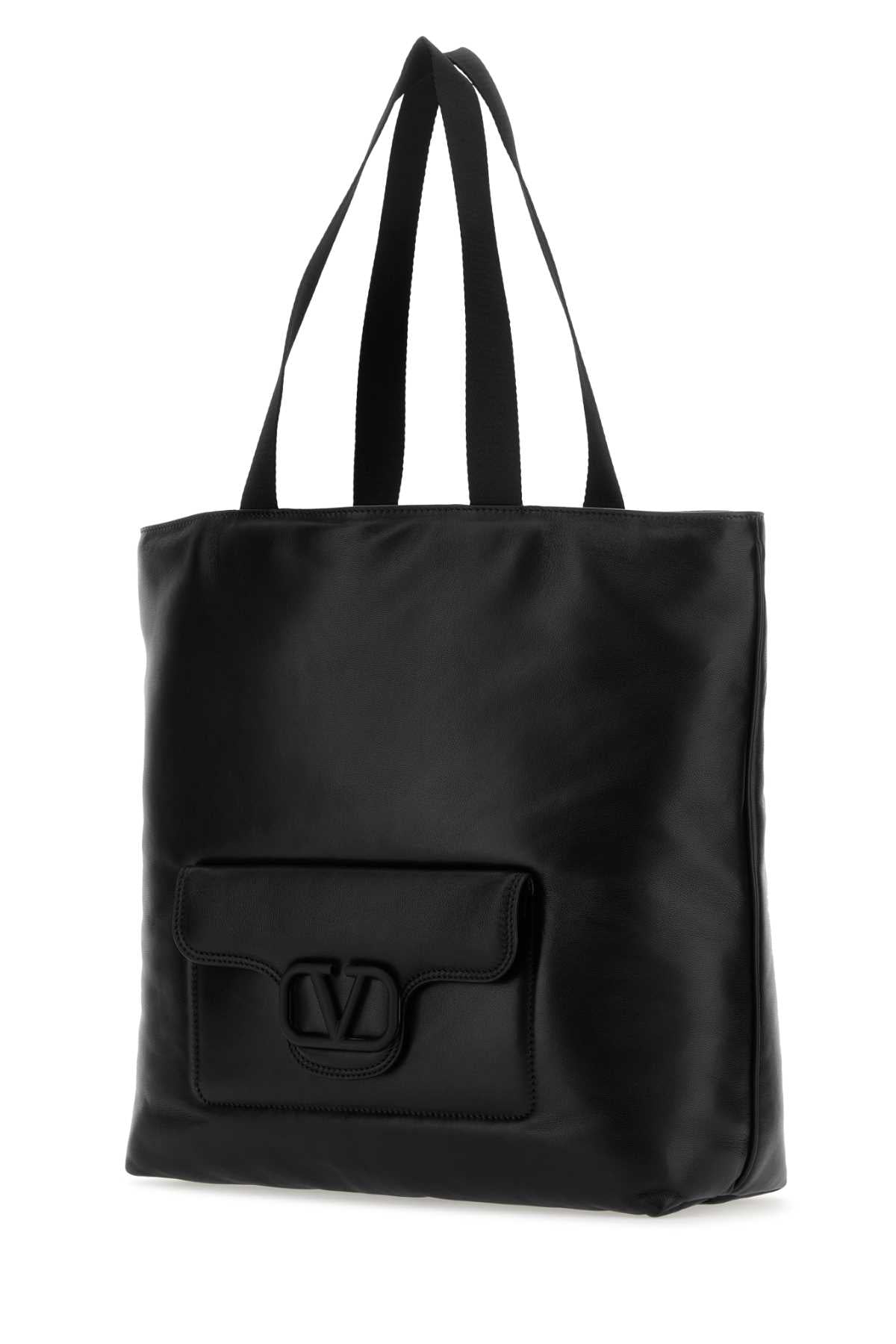 Valentino Garavani Men Black Nappa Leather Valentino Garavani Noir Shopping Bag by Luosophy