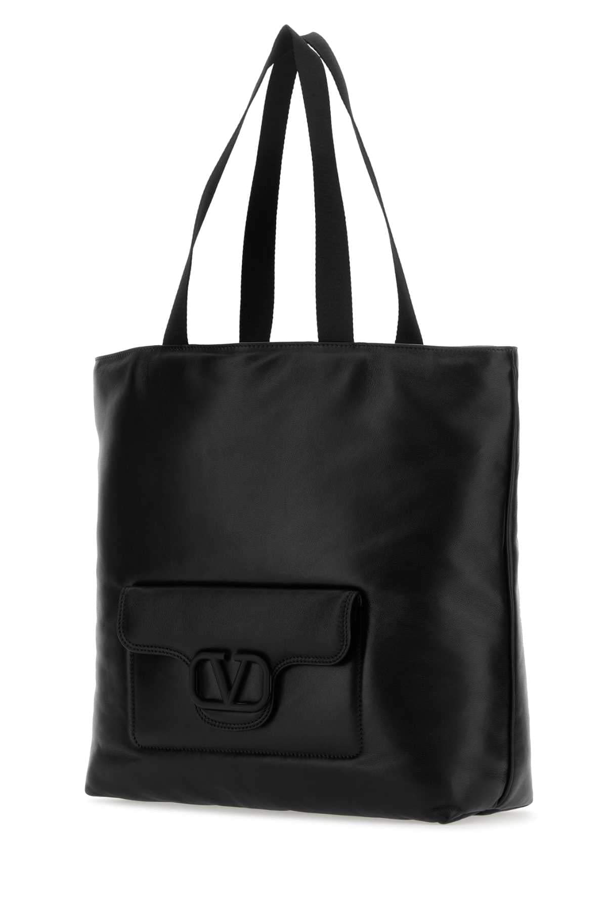 Valentino Garavani Men Black Nappa Leather Valentino Garavani Noir Shopping Bag DestGlow