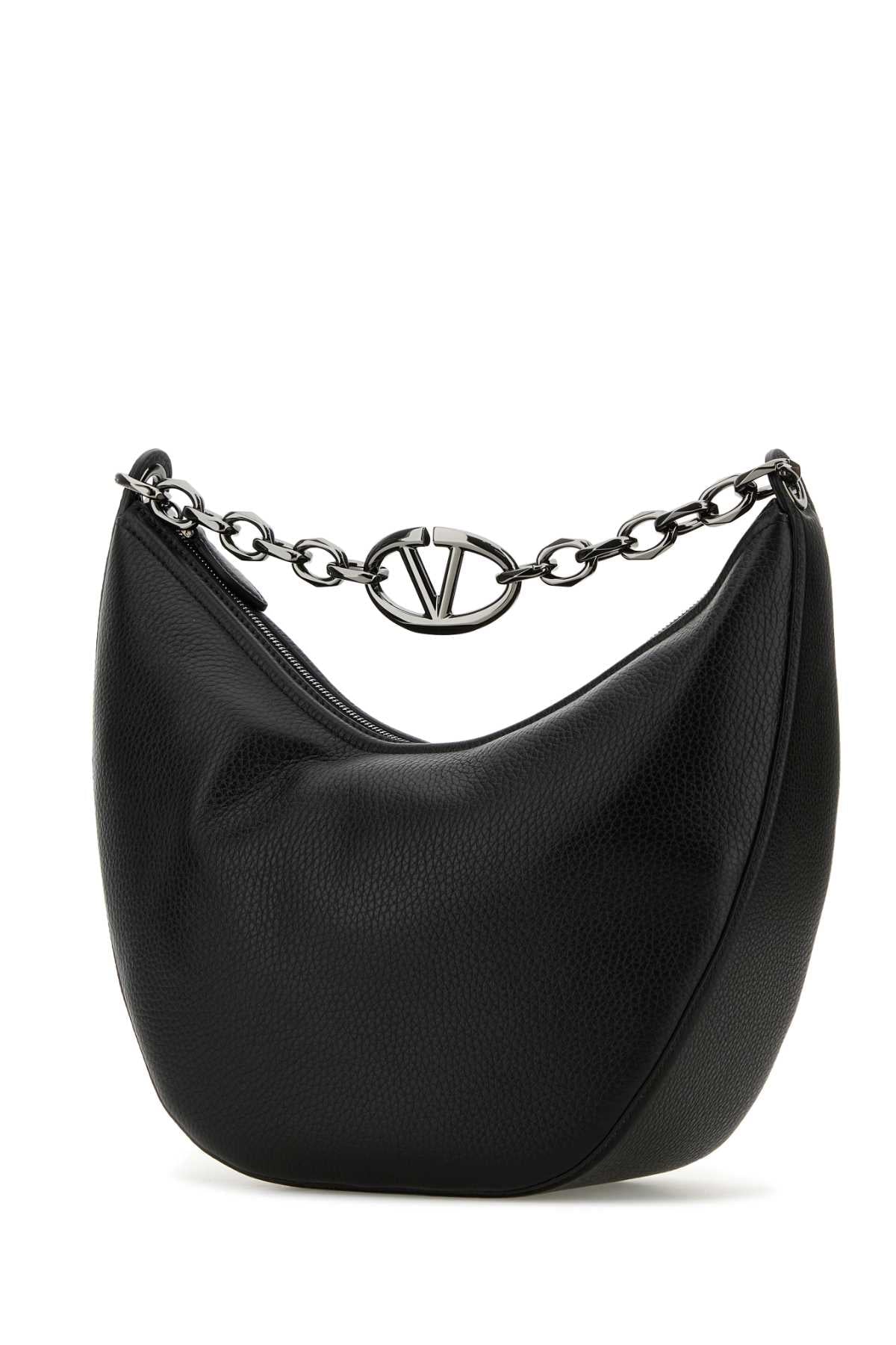 Valentino Garavani Men Black Leather Hobo Vlogo Moon Shoulder Bag DestGlow