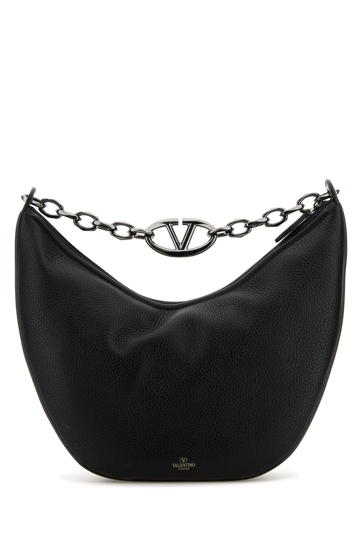 Valentino Garavani Men Black Leather Hobo Vlogo Moon Shoulder Bag by Luosophy