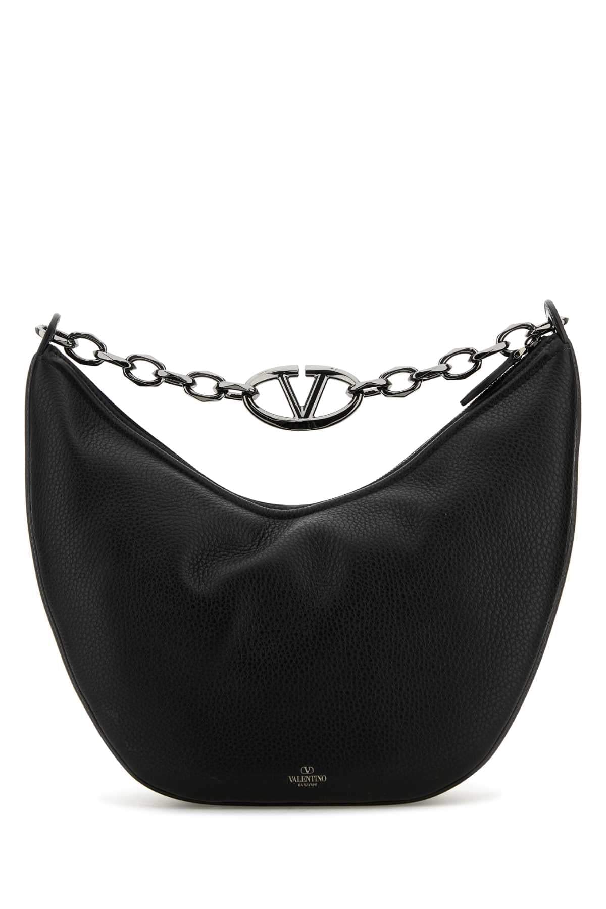 Valentino Garavani Men Black Leather Hobo Vlogo Moon Shoulder Bag DestGlow