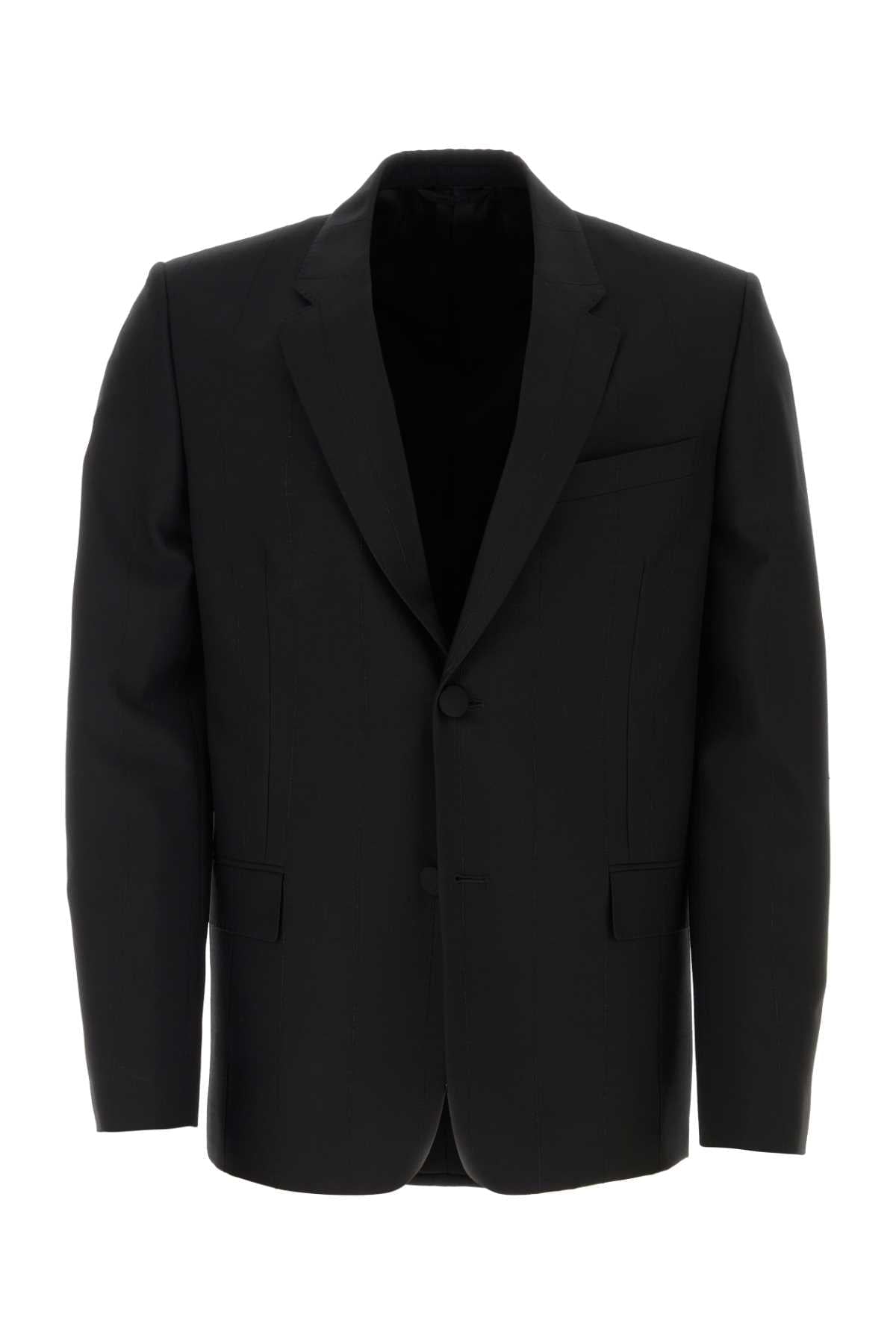 Givenchy Men Black Stretch Wool Blend Blazer DestGlow