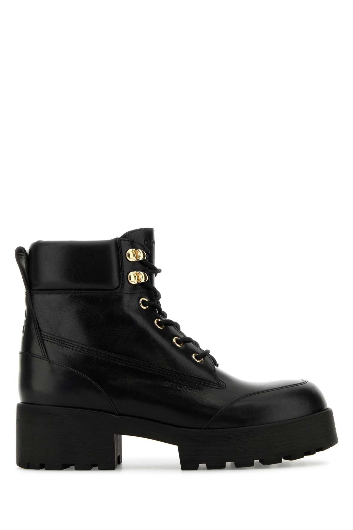 Givenchy Women Black Leather Trekker Ankle Boots by Luosophy