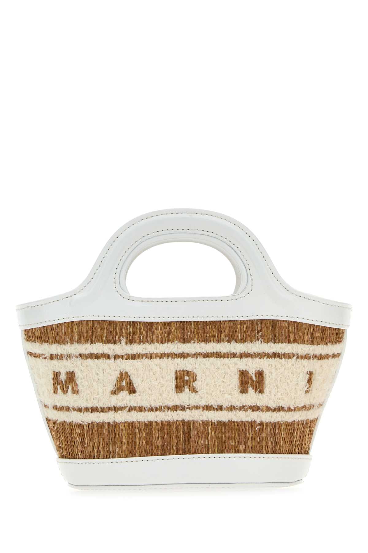 Marni Women Two-Tone Raffia And Leather Micro Tropicalia Summer Handbag