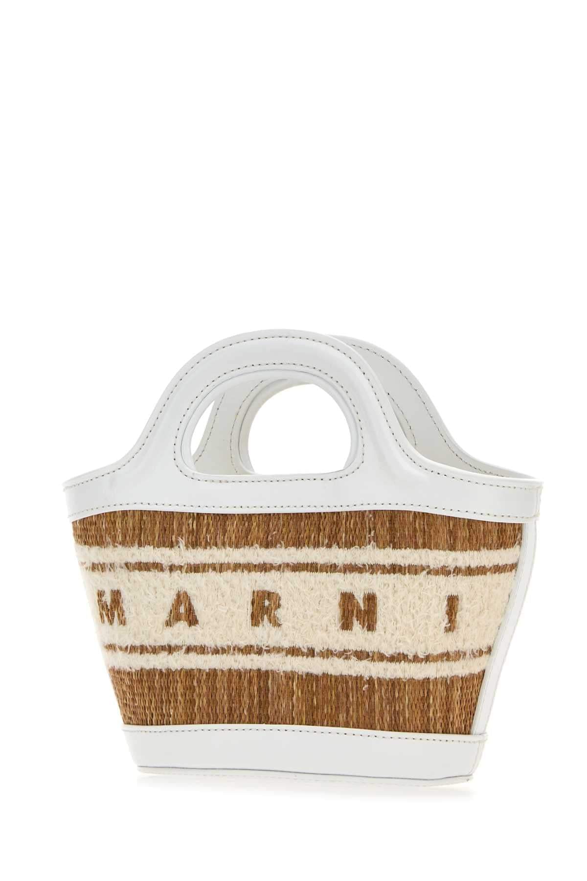 Marni Women Two-Tone Raffia And Leather Micro Tropicalia Summer Handbag DestGlow