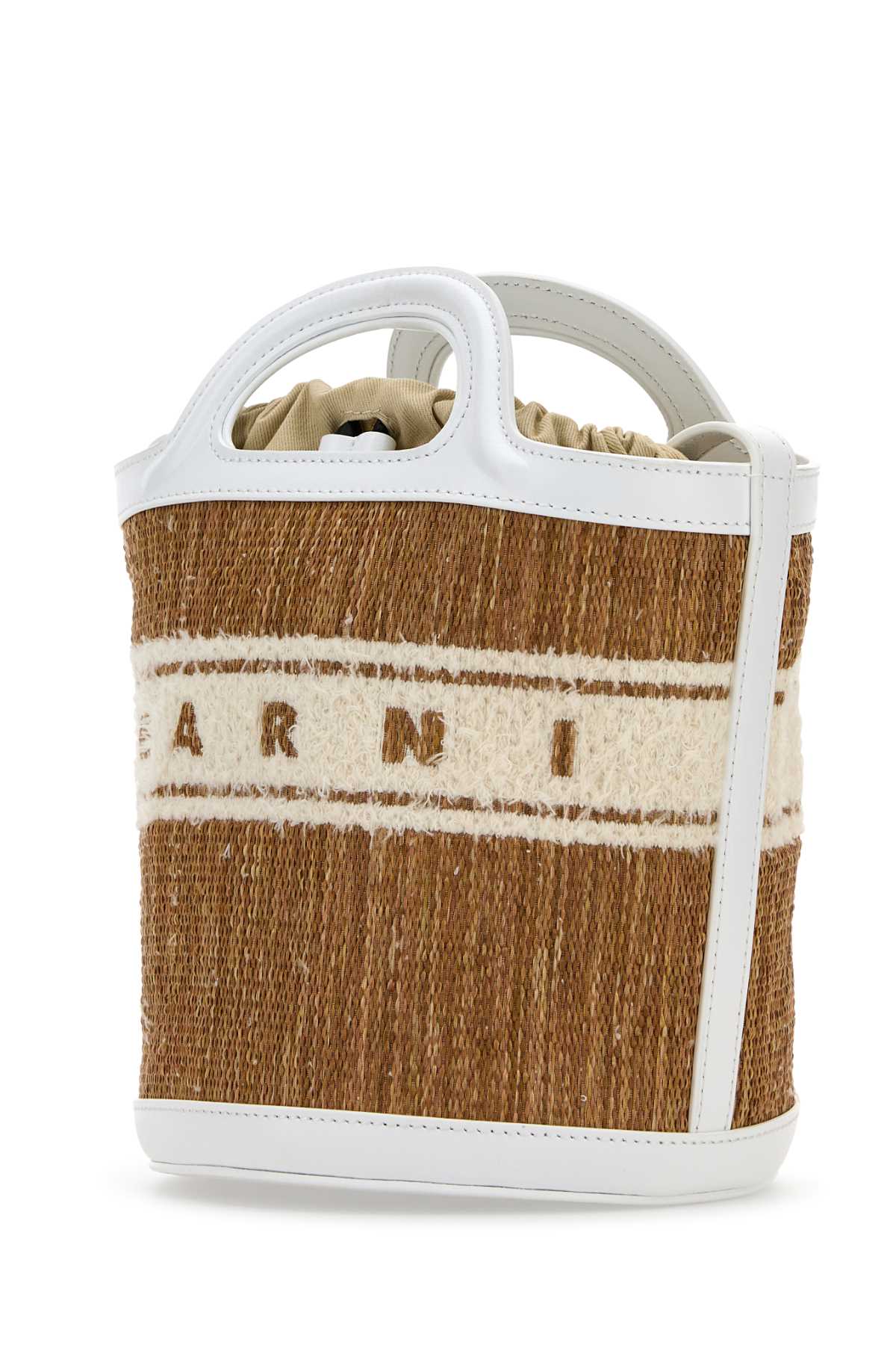 Marni Women Two-Tone Raffia And Leather Tropicalia Bucket Bag by Luosophy