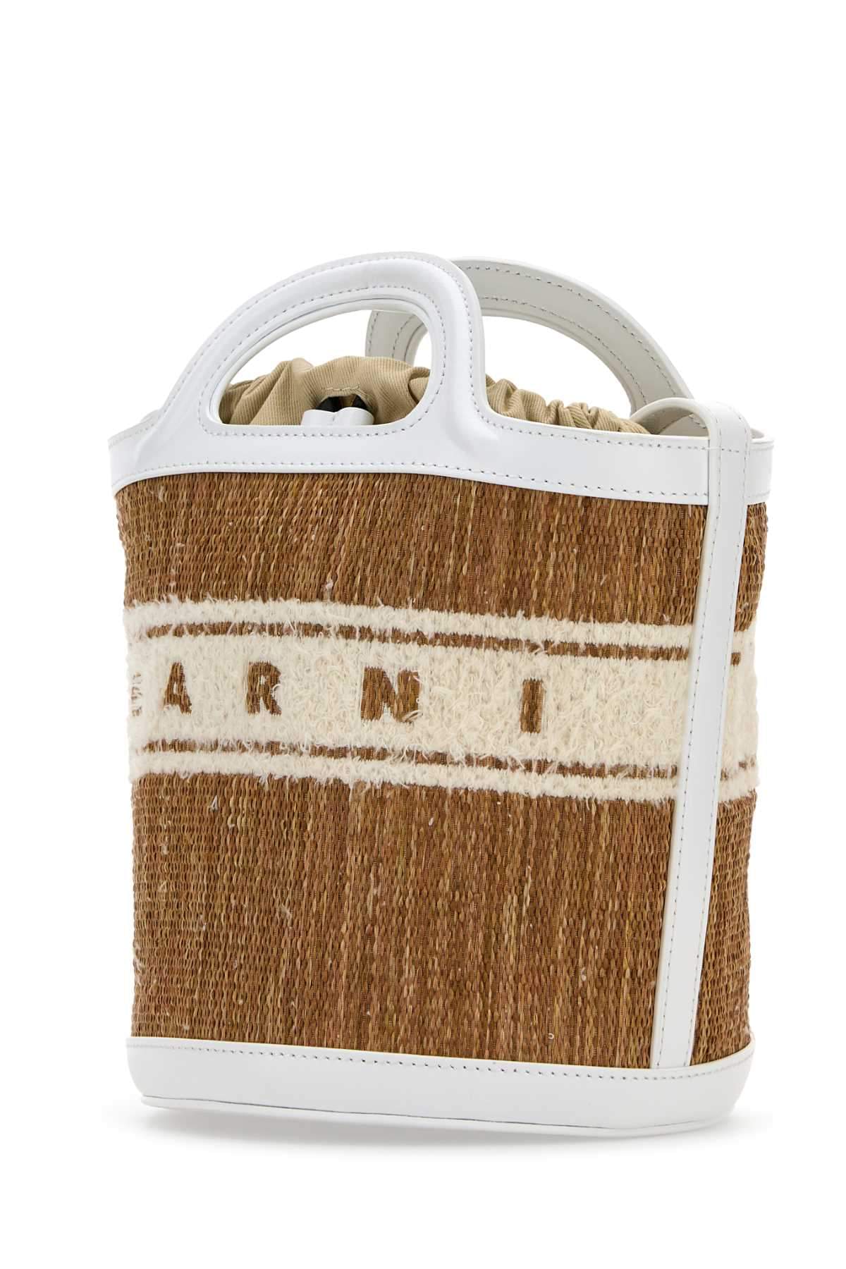 Marni Women Two-Tone Raffia And Leather Tropicalia Bucket Bag DestGlow