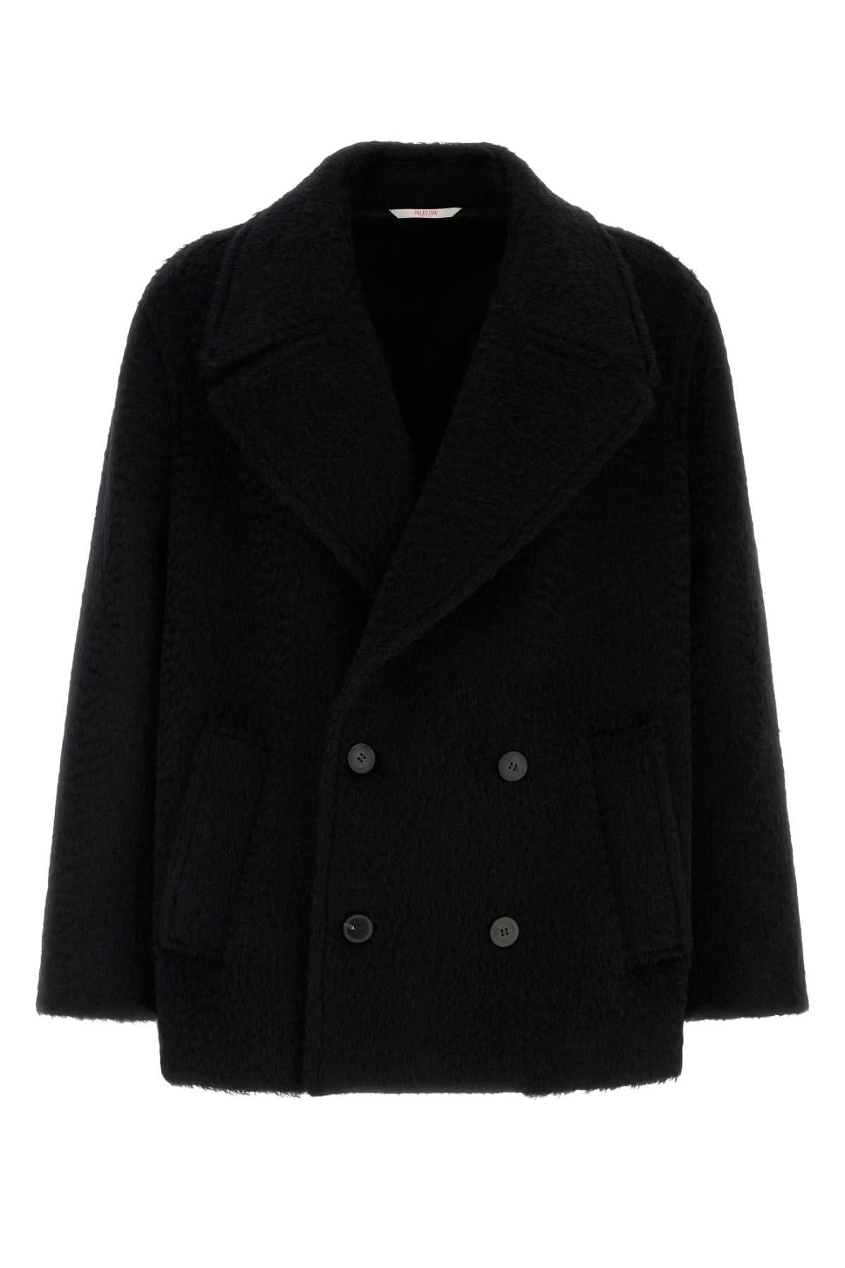 Valentino Garavani Men Black Mohair And Wool Coat DestGlow