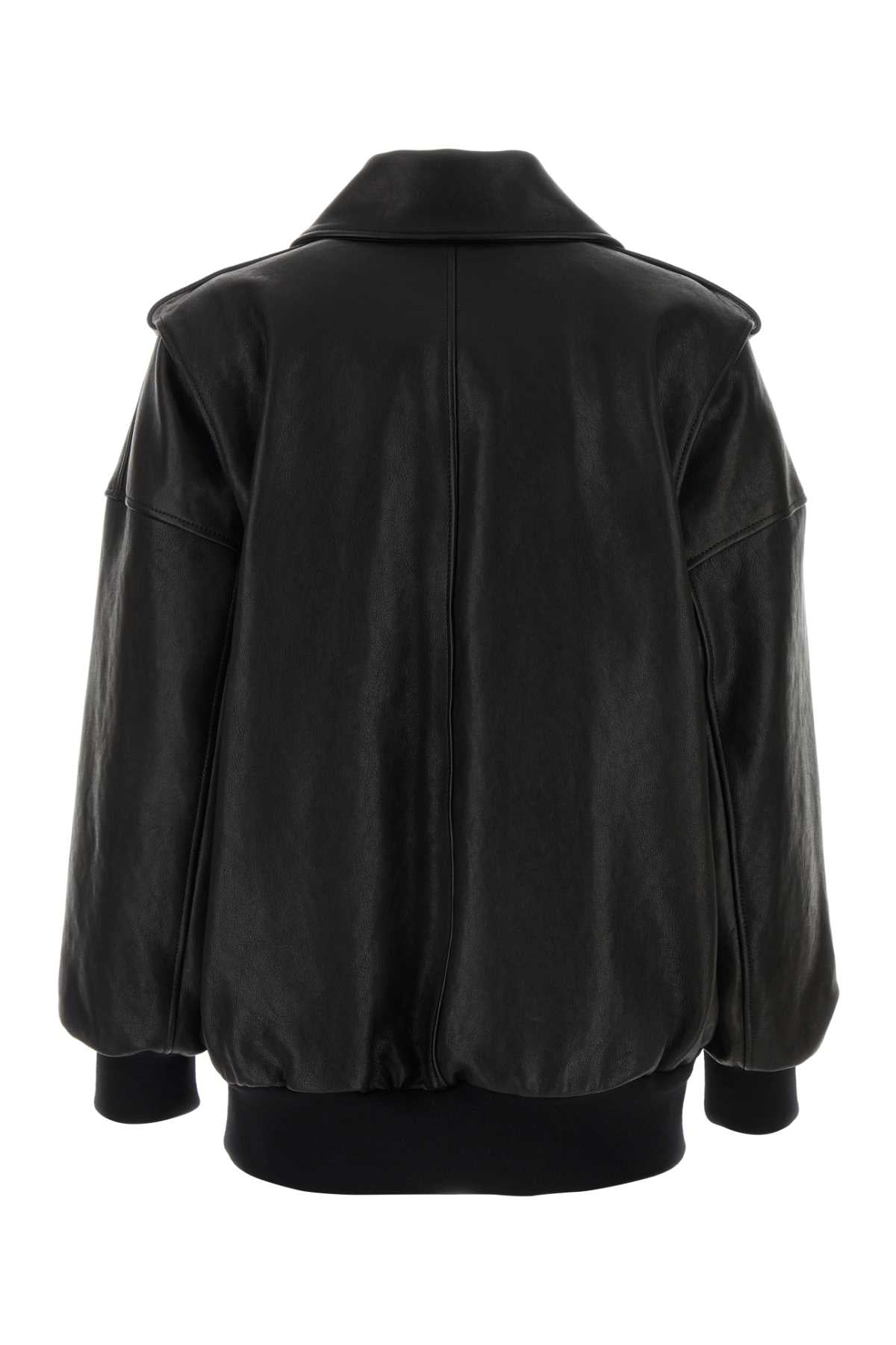 Alexander Mcqueen Women Black Leather Oversize Jacket DestGlow