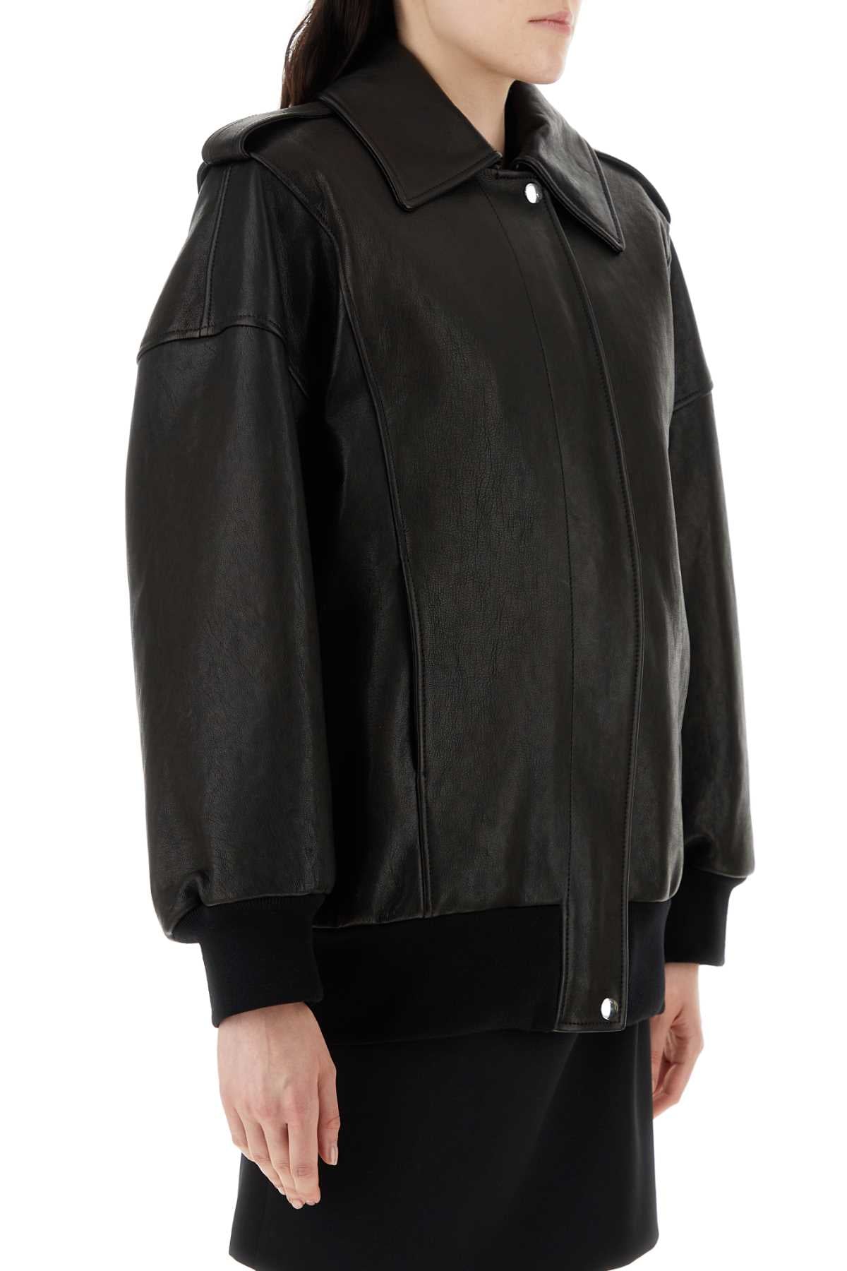 Alexander Mcqueen Women Black Leather Oversize Jacket DestGlow