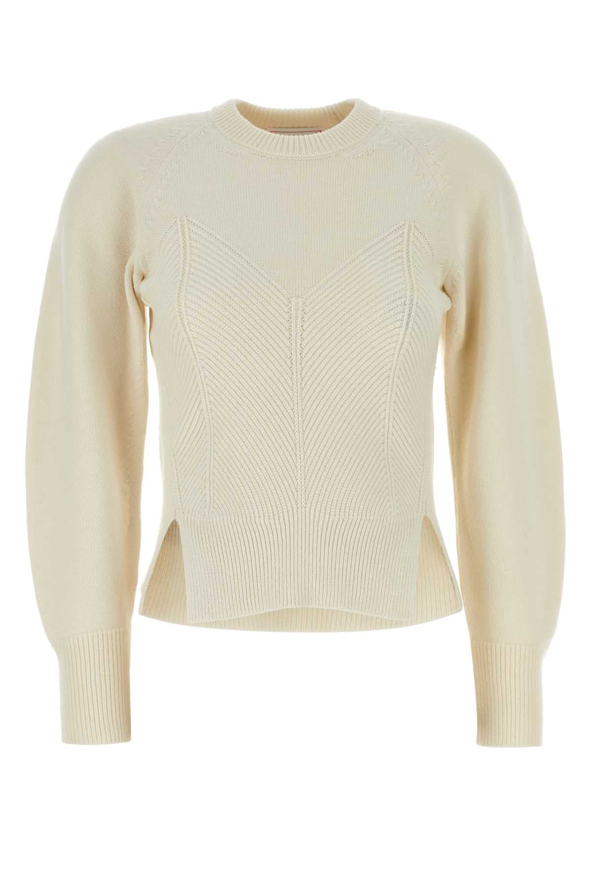 Alexander Mcqueen Women Ivory Wool Blend Sweater DestGlow