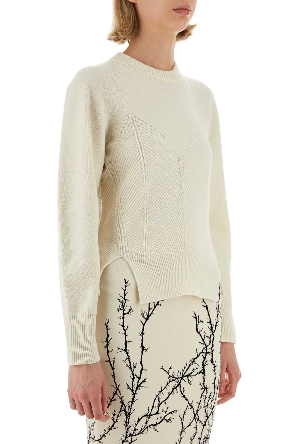 Alexander Mcqueen Women Ivory Wool Blend Sweater DestGlow