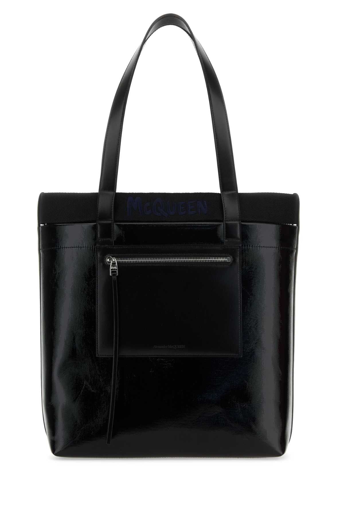 Alexander Mcqueen Men Black Canvas Shopping Bag by Luosophy