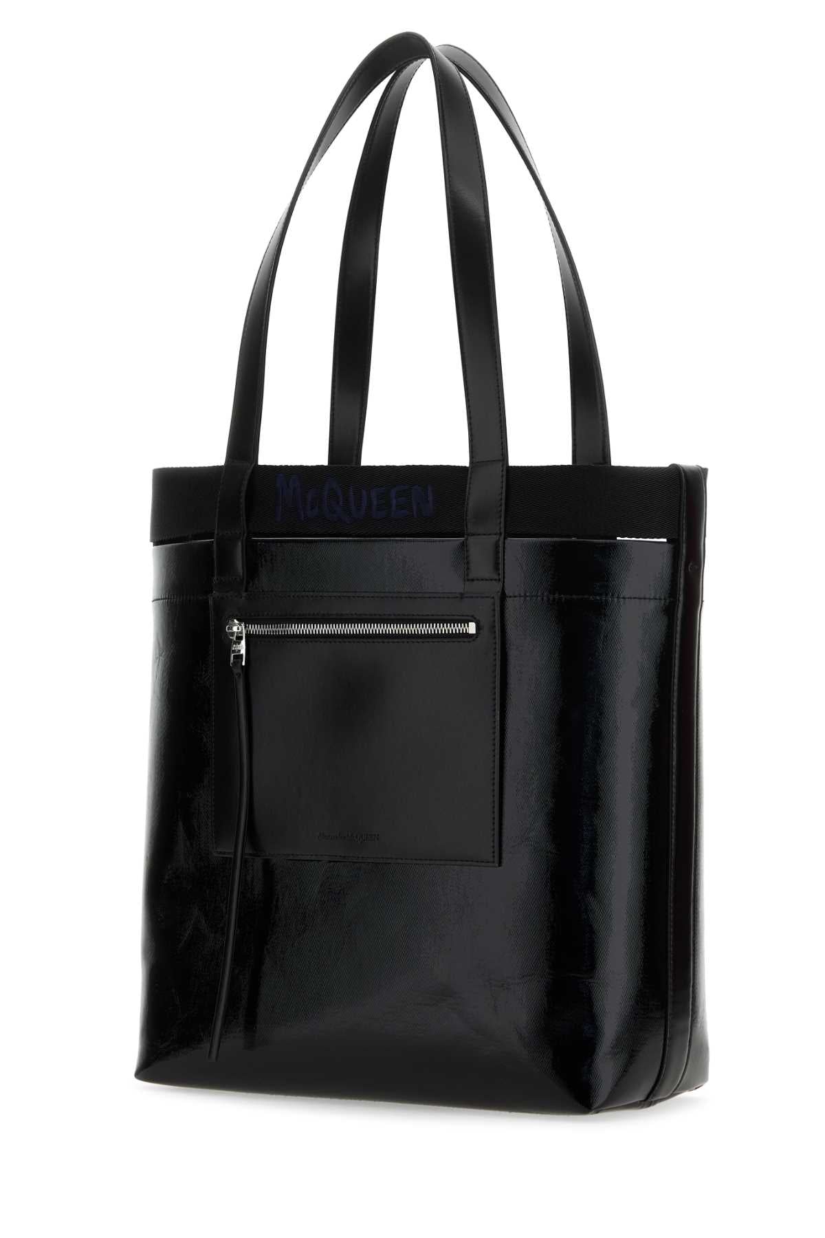 Alexander Mcqueen Men Black Canvas Shopping Bag DestGlow
