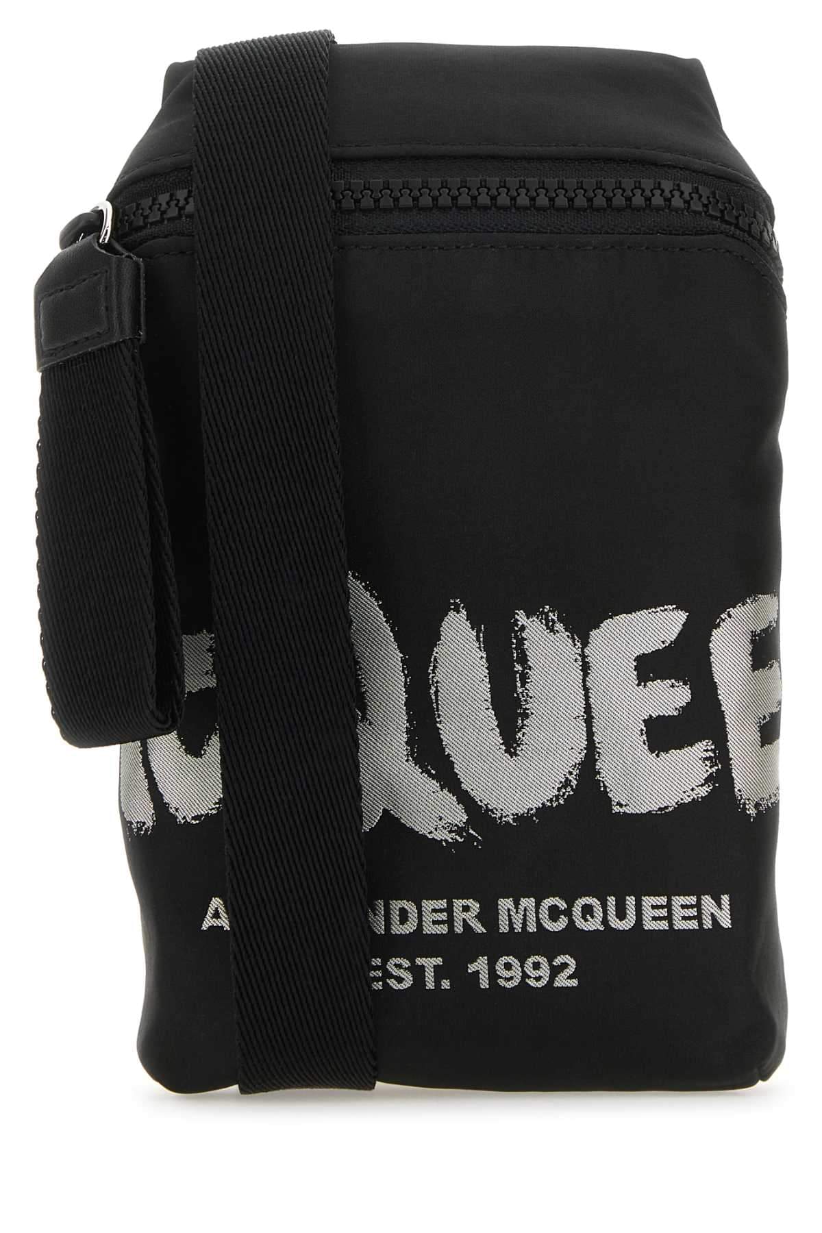 Alexander Mcqueen Men Black Fabric Mcqueen Graffiti Crossbody Bag DestGlow
