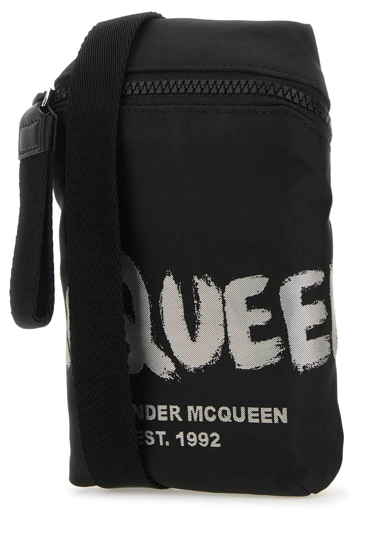 Alexander Mcqueen Men Black Fabric Mcqueen Graffiti Crossbody Bag DestGlow