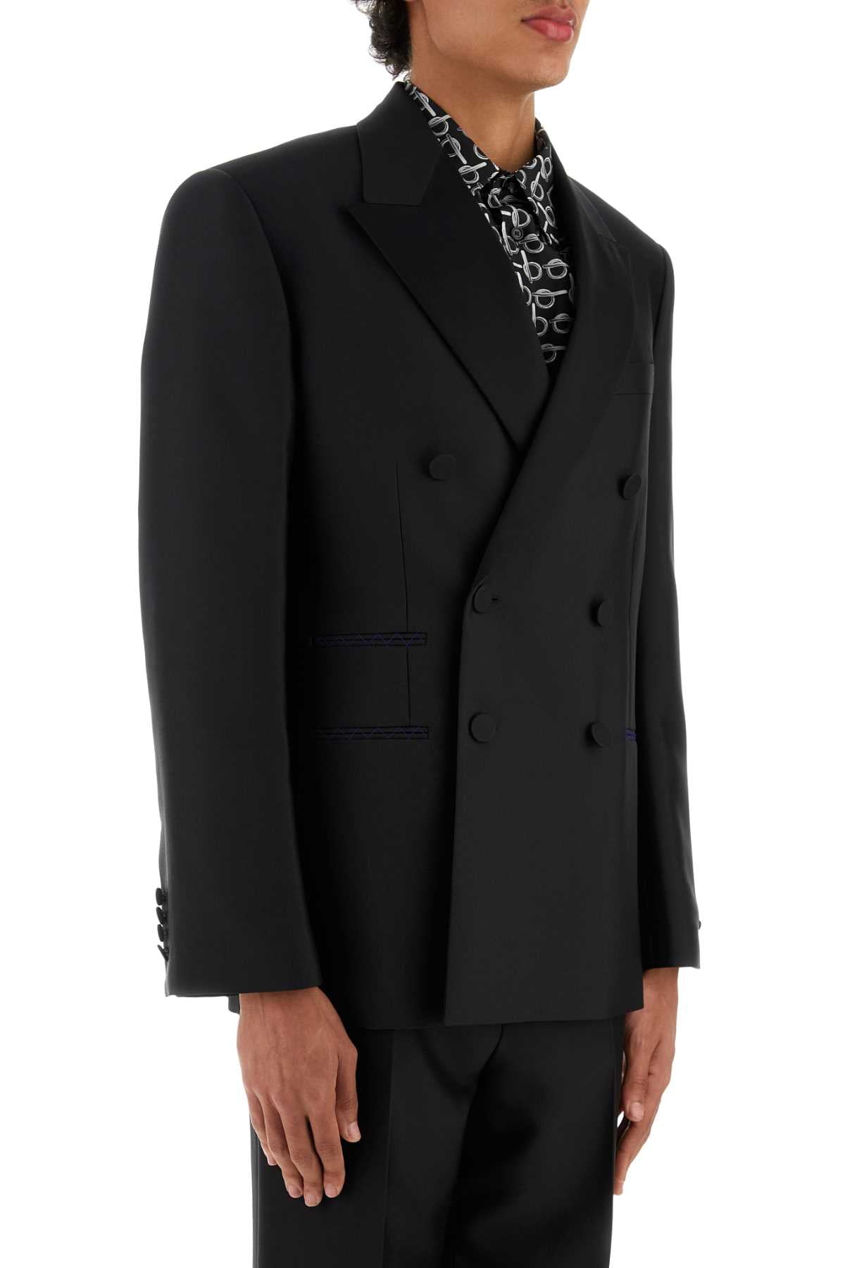 Burberry Men Black Wool Blend Blazer by Luosophy