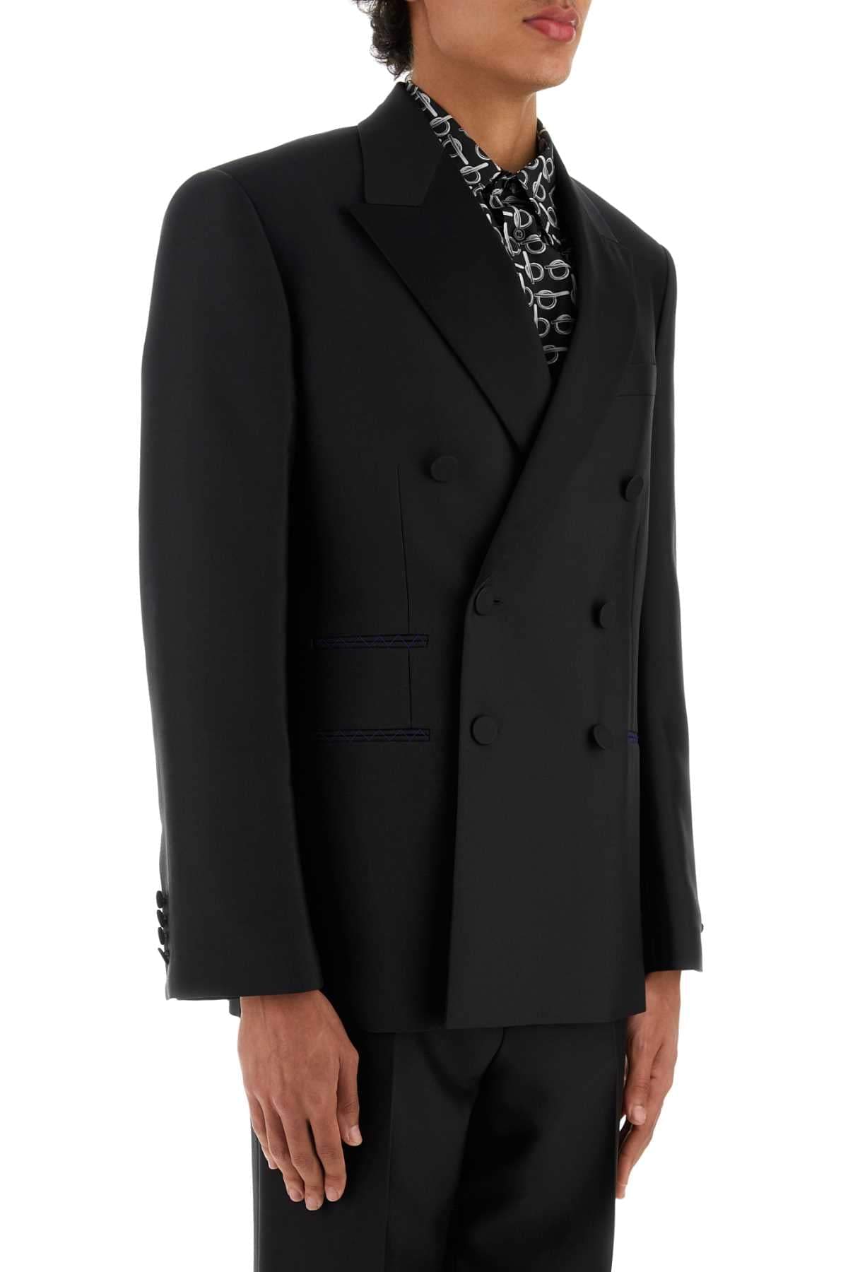 Burberry Men Black Wool Blend Blazer DestGlow
