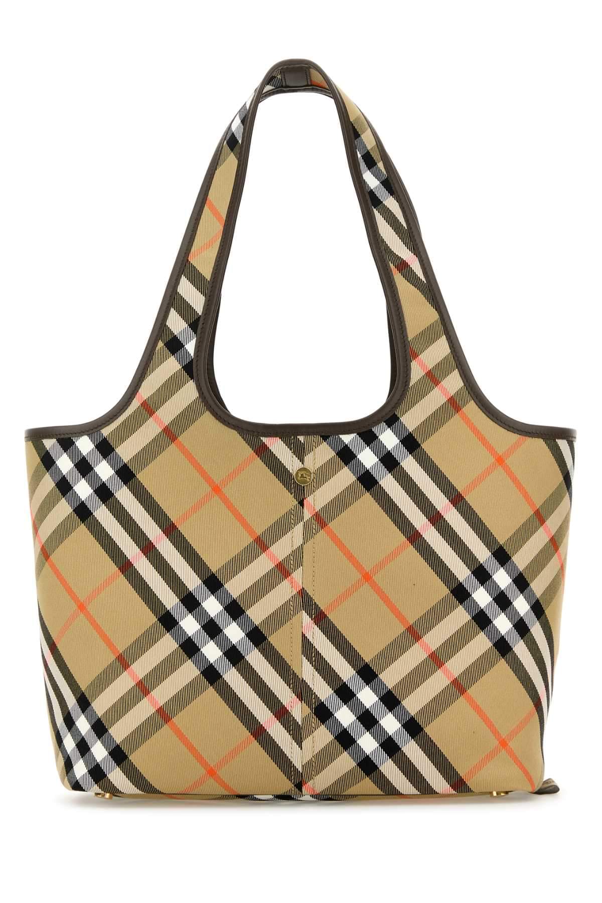 Burberry Women Embroidered Canvas Small Check Shopping Bag DestGlow