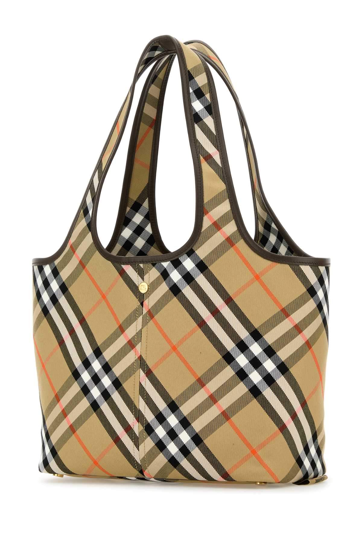 Burberry Women Embroidered Canvas Small Check Shopping Bag DestGlow