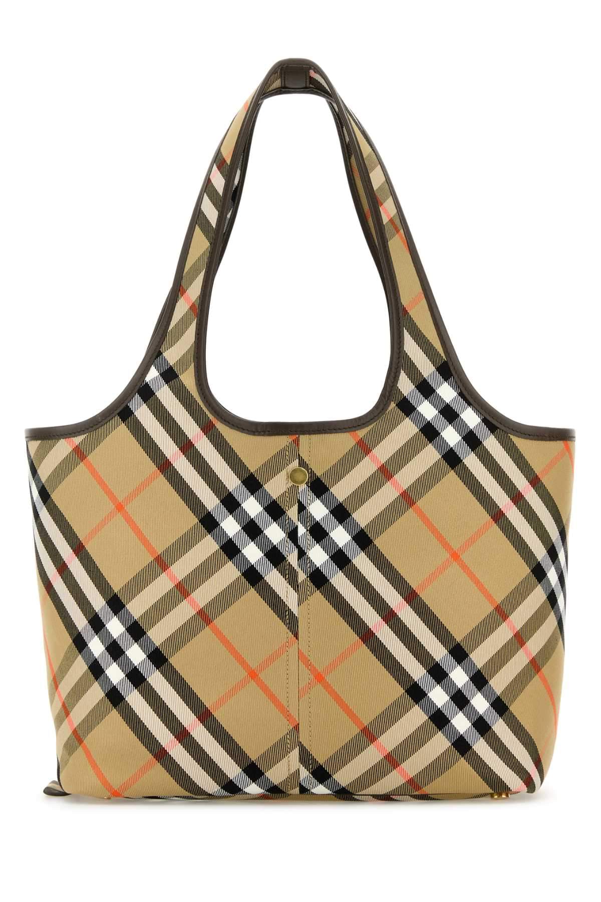Burberry Women Embroidered Canvas Small Check Shopping Bag DestGlow