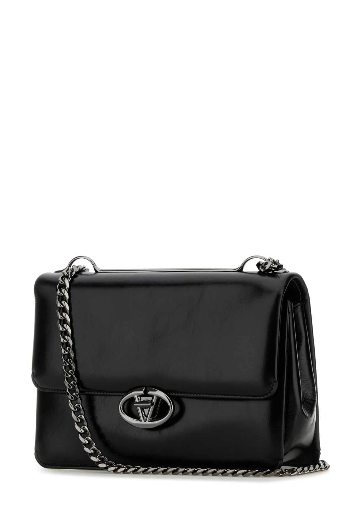 Valentino Garavani Women Black Leather Medium Vlogo Shoulder Bag DestGlow