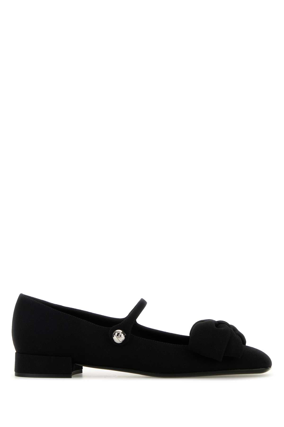 Valentino Garavani Women Black Crepe Bowjane Ballerinas DestGlow