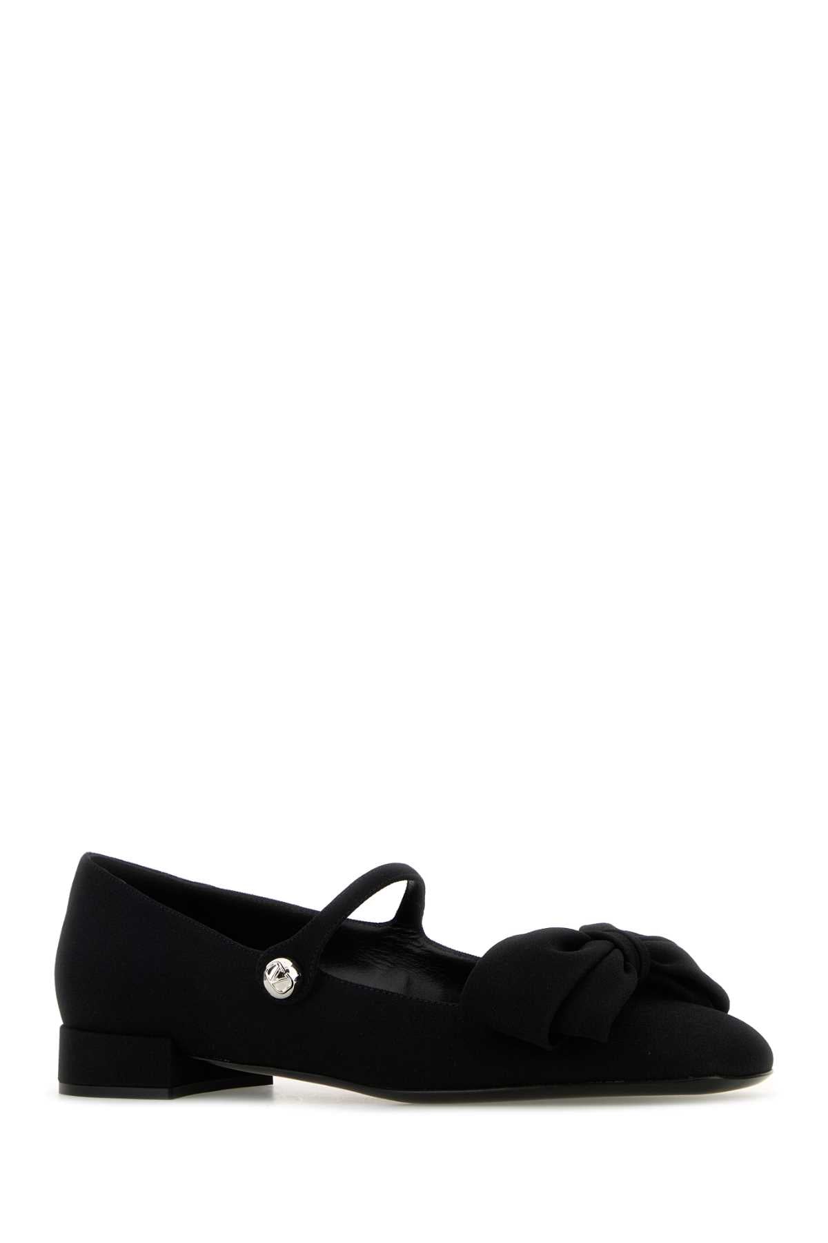 Valentino Garavani Women Black Crepe Bowjane Ballerinas DestGlow