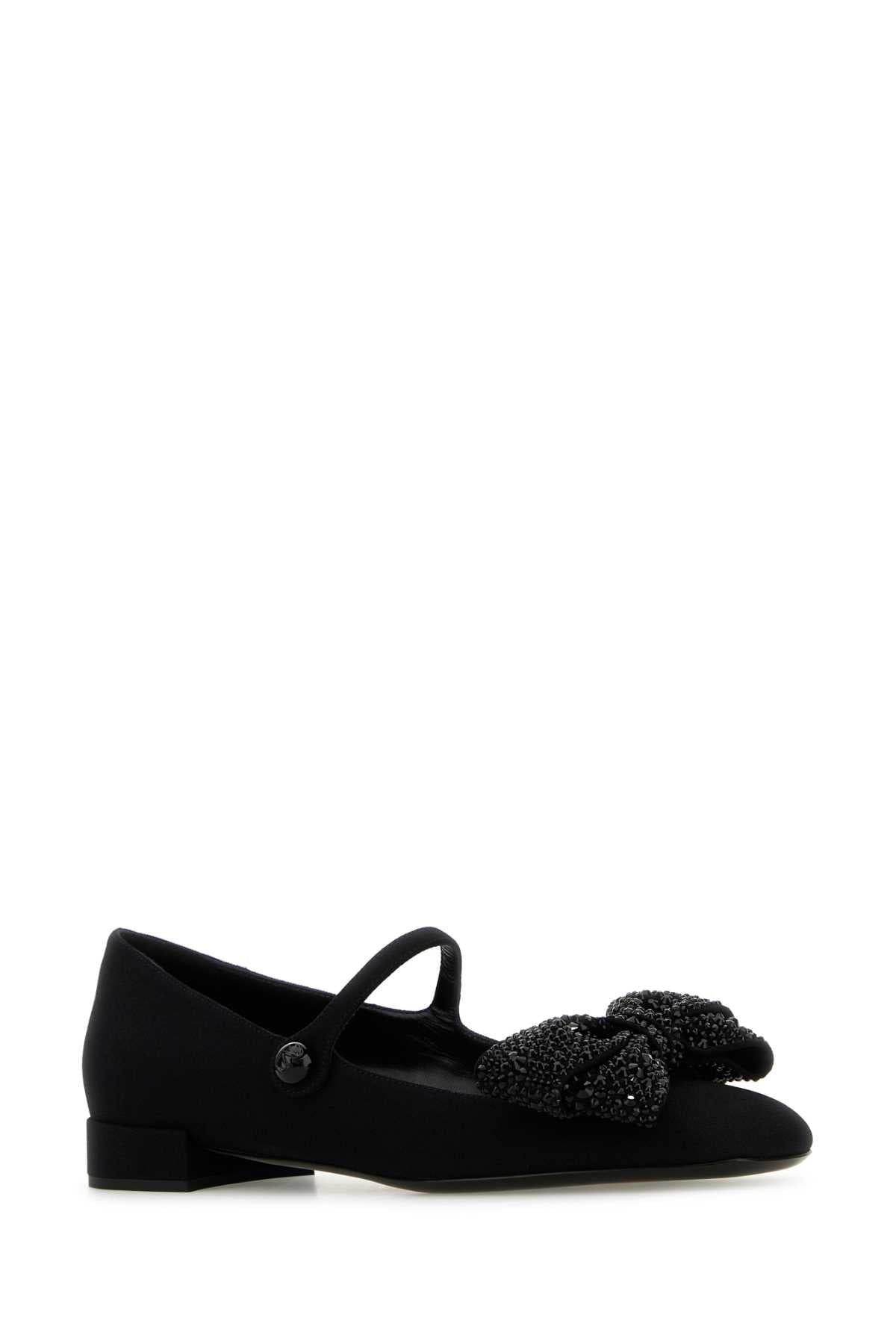 Valentino Garavani Women Black Fabric Ballerinas by Luosophy