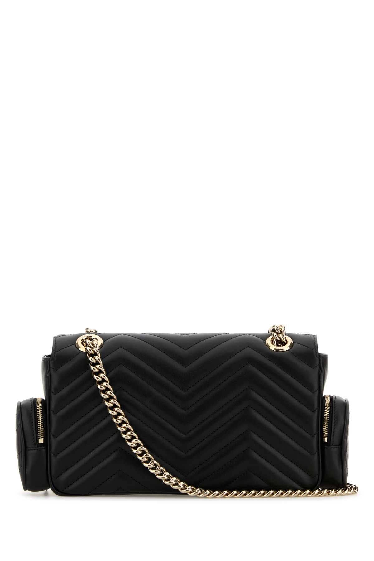 Gucci Women Black Leather Small Gg Marmont Shoulder Bag DestGlow