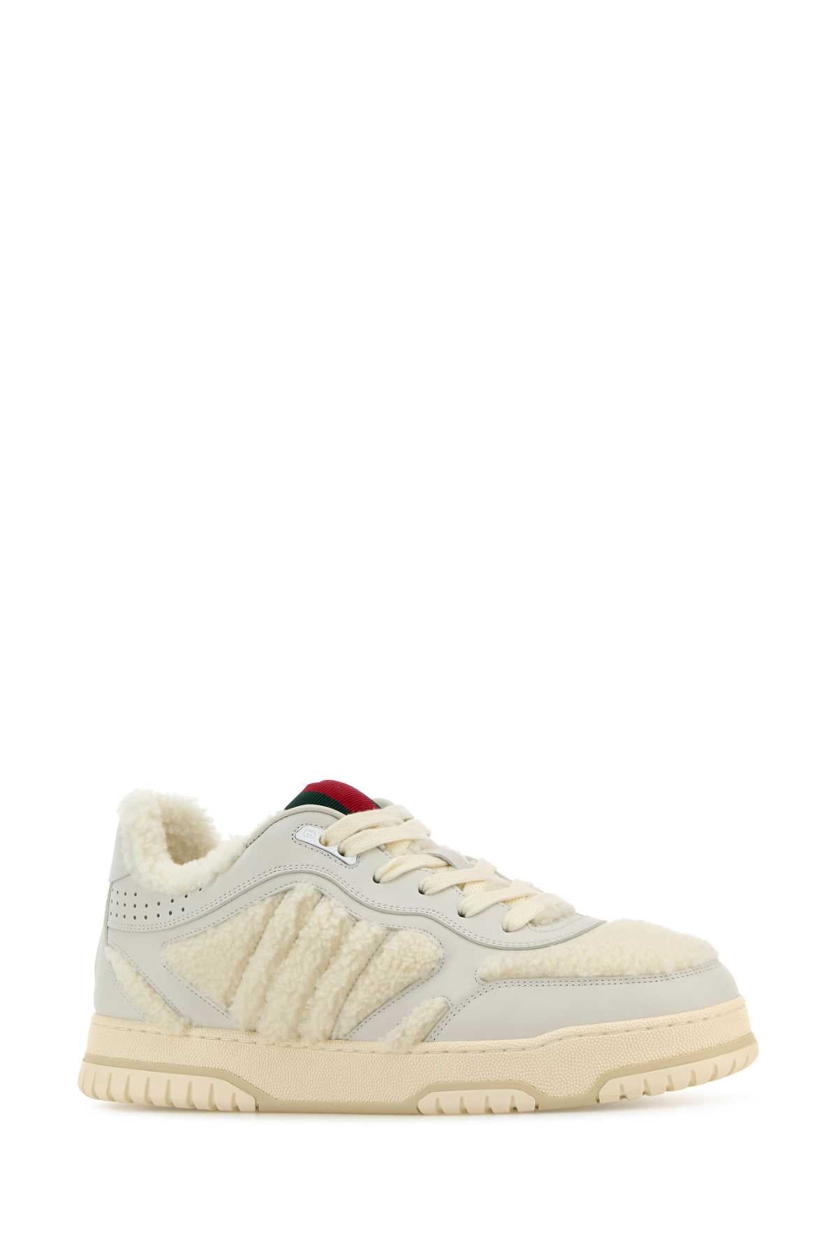 Gucci Women White Leather And Teddy Re-Web Sneakers by Luosophy