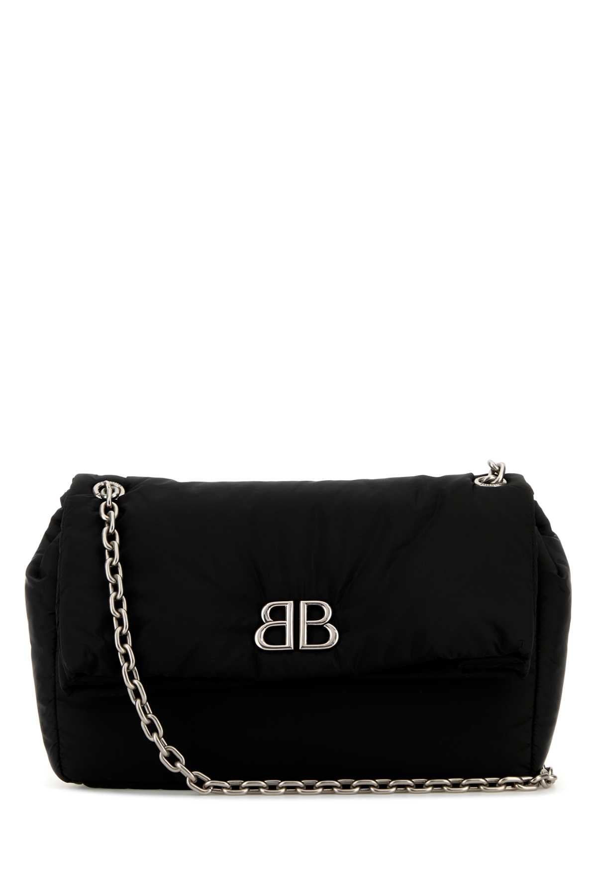 Balenciaga Women Black Nylon Medium Monaco Shoulder Bag