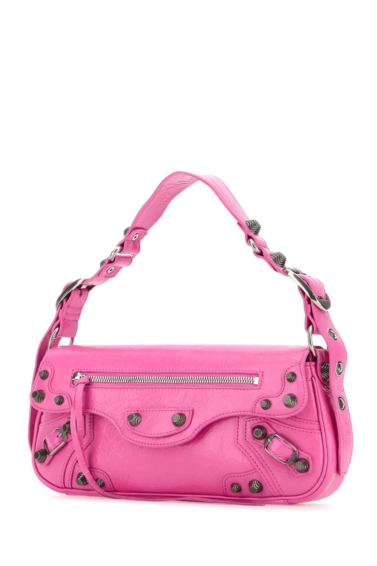 Balenciaga Women Fuchsia Leather Small Le Cagole Sling Shoulder Bag DestGlow