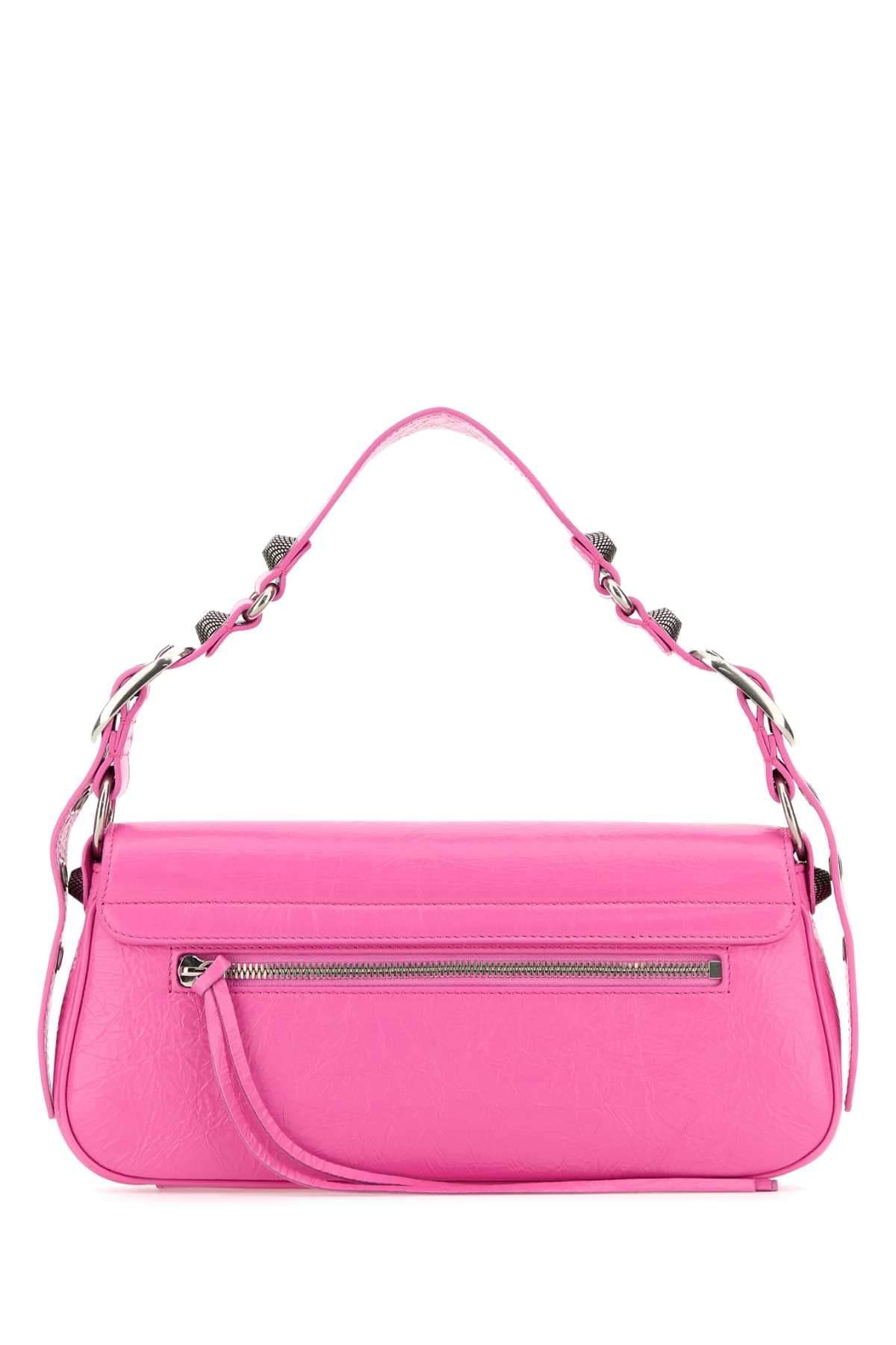 Balenciaga Women Fuchsia Leather Small Le Cagole Sling Shoulder Bag DestGlow