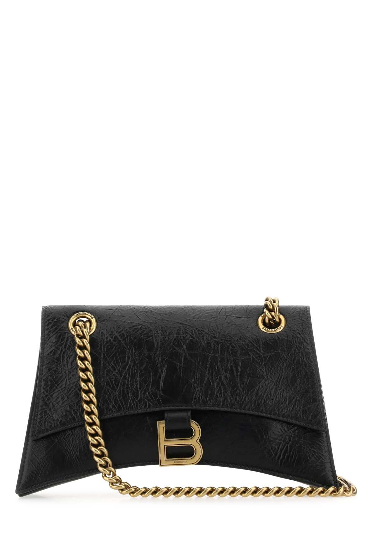 Balenciaga Women Black Leather Small Crush Shoulder Bag DestGlow