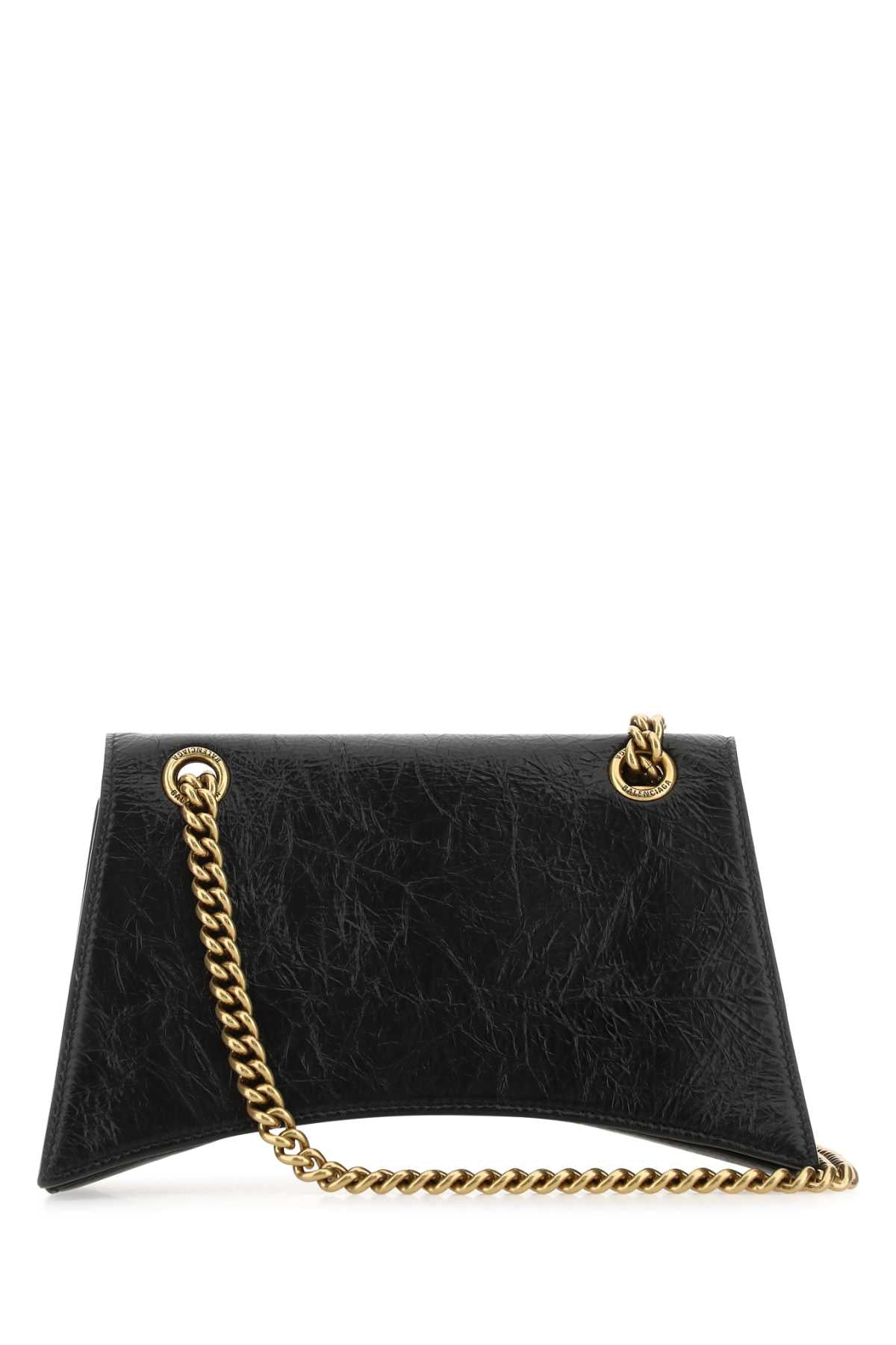 Balenciaga Women Black Leather Small Crush Shoulder Bag DestGlow