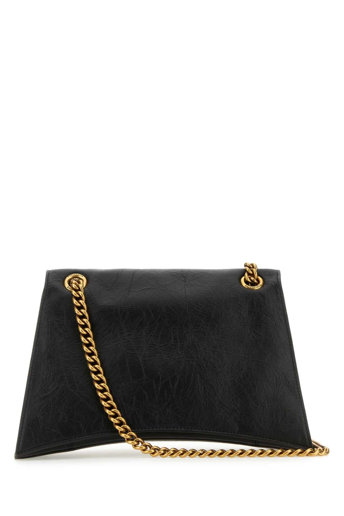 Balenciaga Women Black Leather Medium Crush Shoulder Bag DestGlow