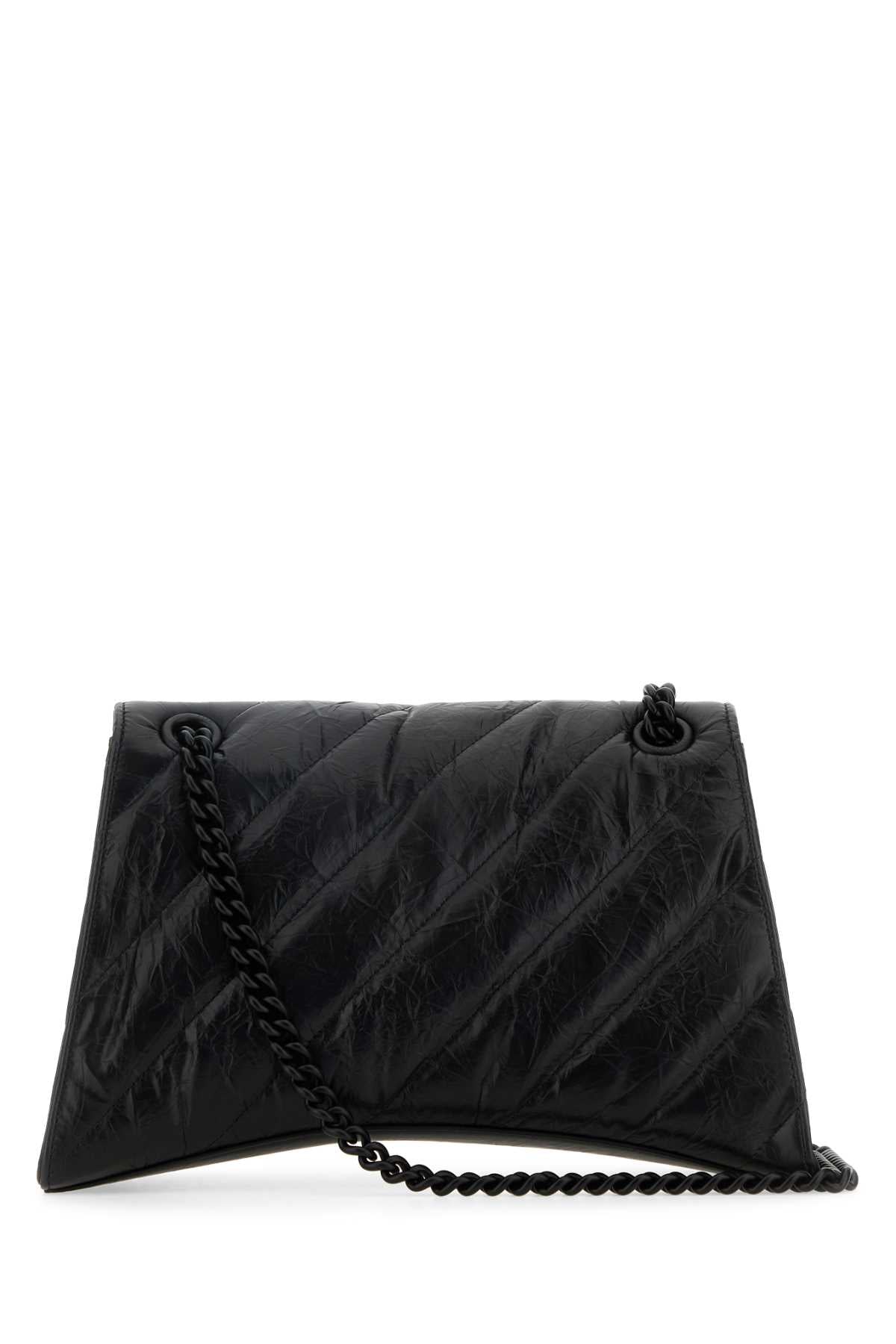Balenciaga Women Black Leather Medium Crush Shoulder Bag DestGlow